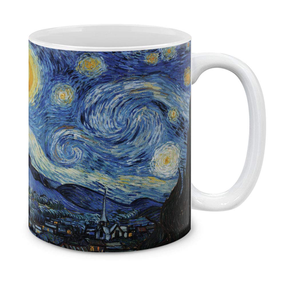 Mugbrew Classic Art The Starry Night Vincent Van Gogh Ceramic Coffee Mug Tea Cup, 11 Oz