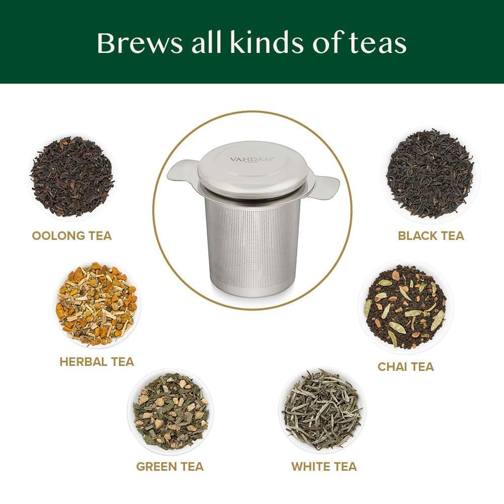 Vahdam, Classic Tea Infuser | Tea Infusers For Loose Tea | 18/8 Stainless Steel Loose Tea Steeper | Best Tea Strainers For Loose