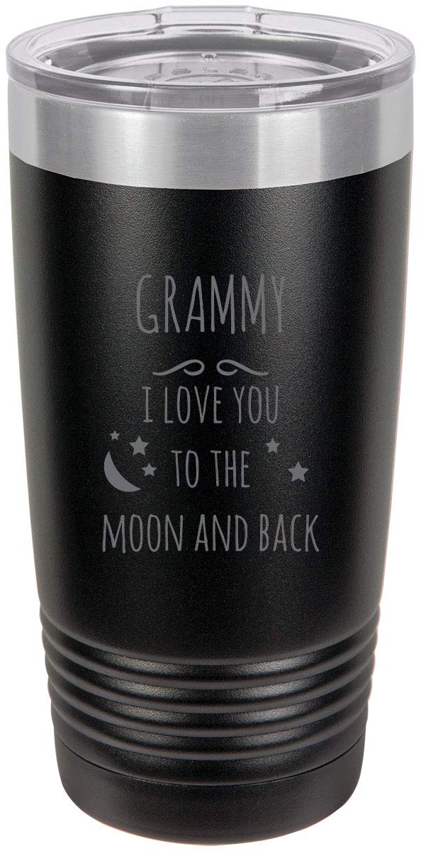 Customgiftsnow Grammy - I Love You To The Moon And Back Stainless Steel Engraved Insulated Tumbler 20 Oz Travel Coffee Mug, Blac