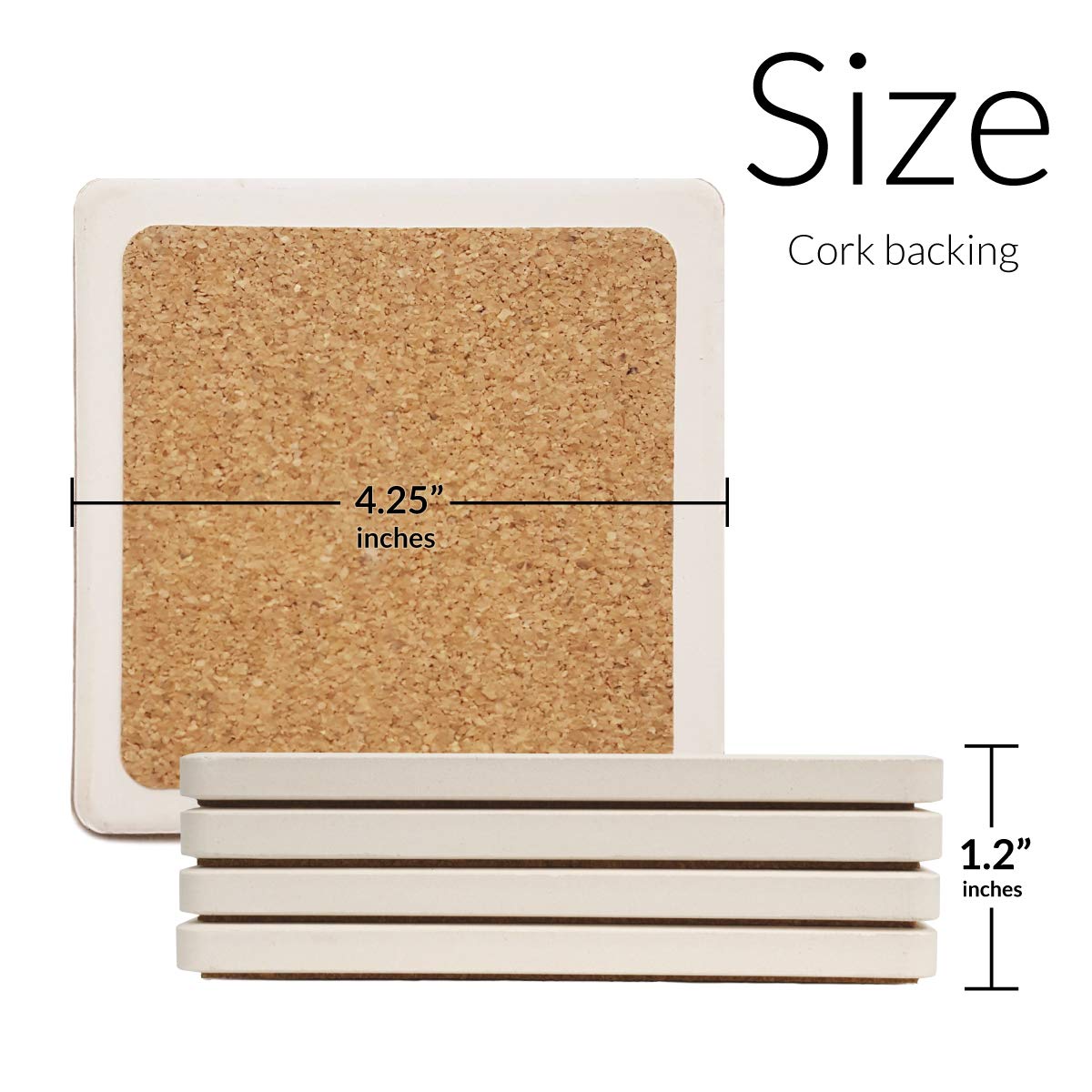 Coasterstone Lake Is My Happy Place Stone Coaster, 4.25 Inches Wide, Set Of Four
