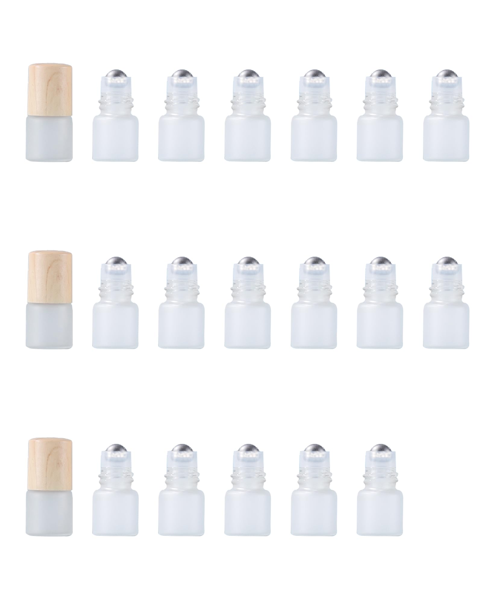 ZbFwmx 20 Pack Set 2ML(5/8 Dram) Mini Sample Roll Glass Bottles for Essential Oils Roller Refillable Perfume Roll Bottle (2ML Fr