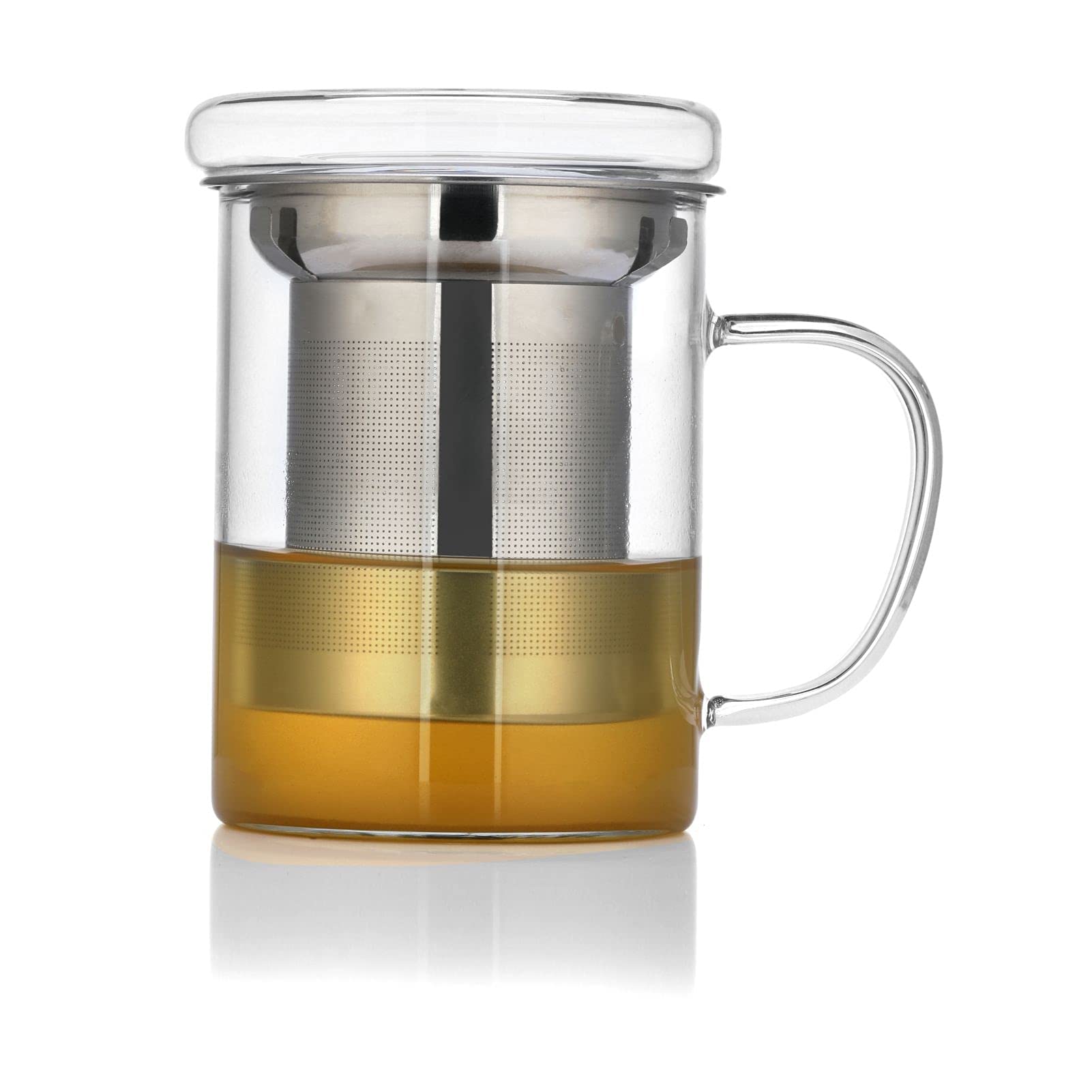 Octavius Borosilicate Glass Tea Infuser Mug  350 Ml Travel Cup