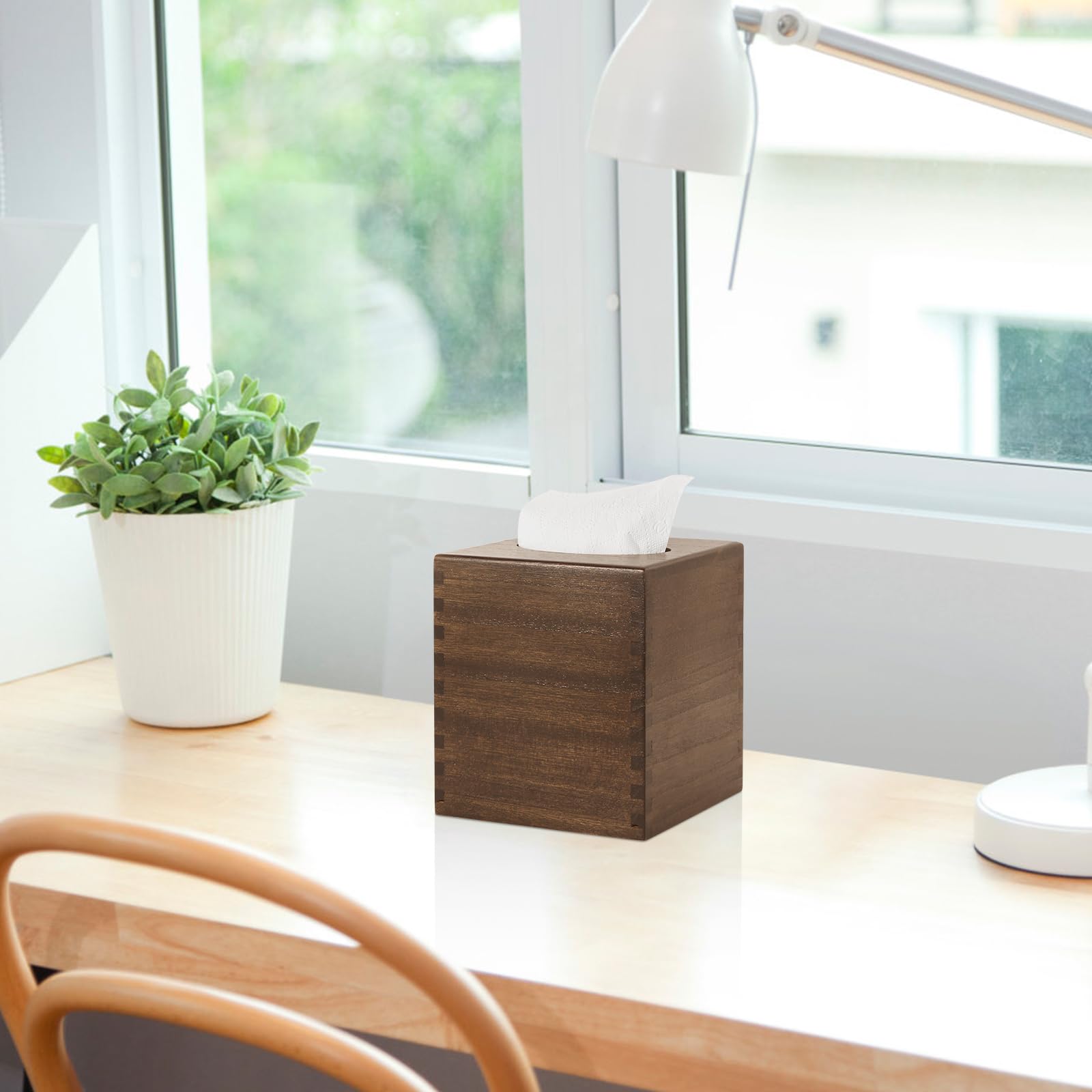 Reviaras Tissue Box Cover, Paulownia Wood Tissue Box Cover With Slide-Out Bottom, Square Tissue Box Cover For Bathroom, Bedroom,