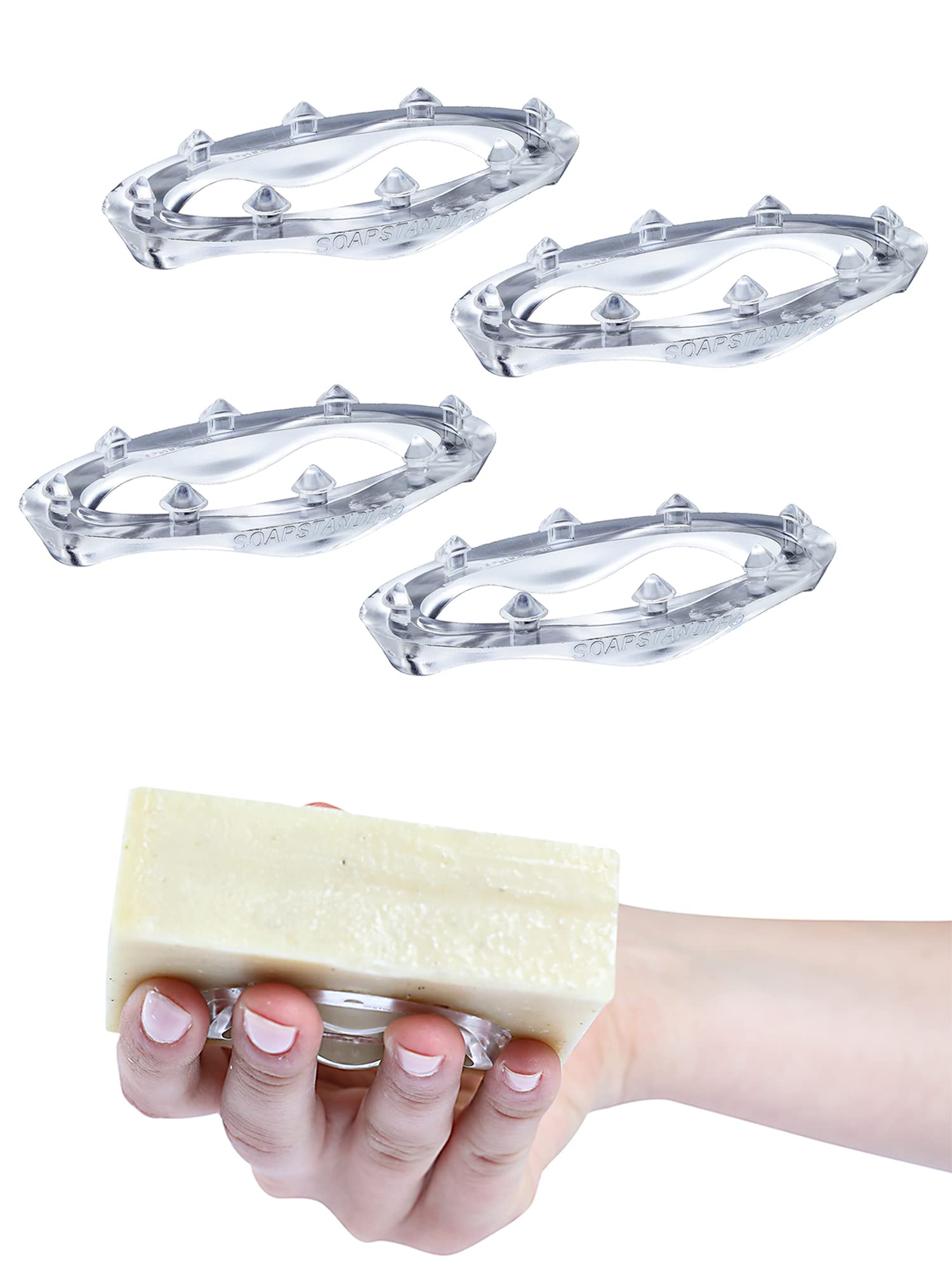 Soapstandle Bar Soap Grip No Goo Or Mess Soap Holder For Bath And Showers 4 Pack, Clear