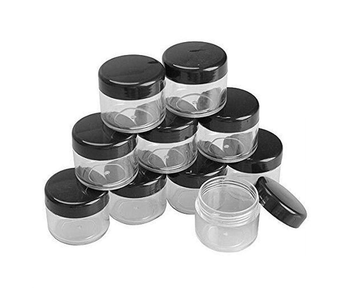 12Pcs 15 Gram 15Ml 0.5Oz Refillable Black Plastic Screw Cap Lid With Clear Base Empty Plastic Container Jars For Nail Powder Bot