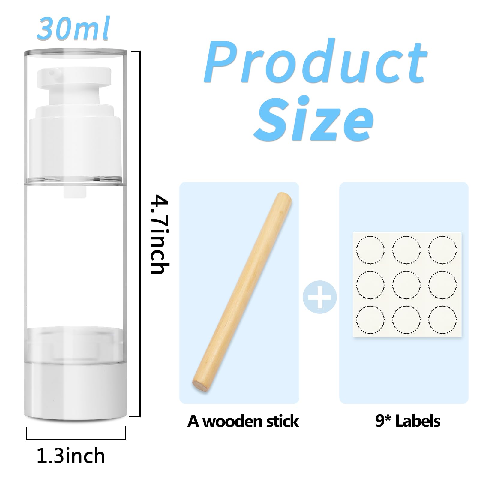 Givitasot 1Oz/30Ml Airless Pump Bottles, 6 Pack Lotion Dispenser Travel Size Pump Bottles, Vacuum Cosmetic Travel Bottle For Lot