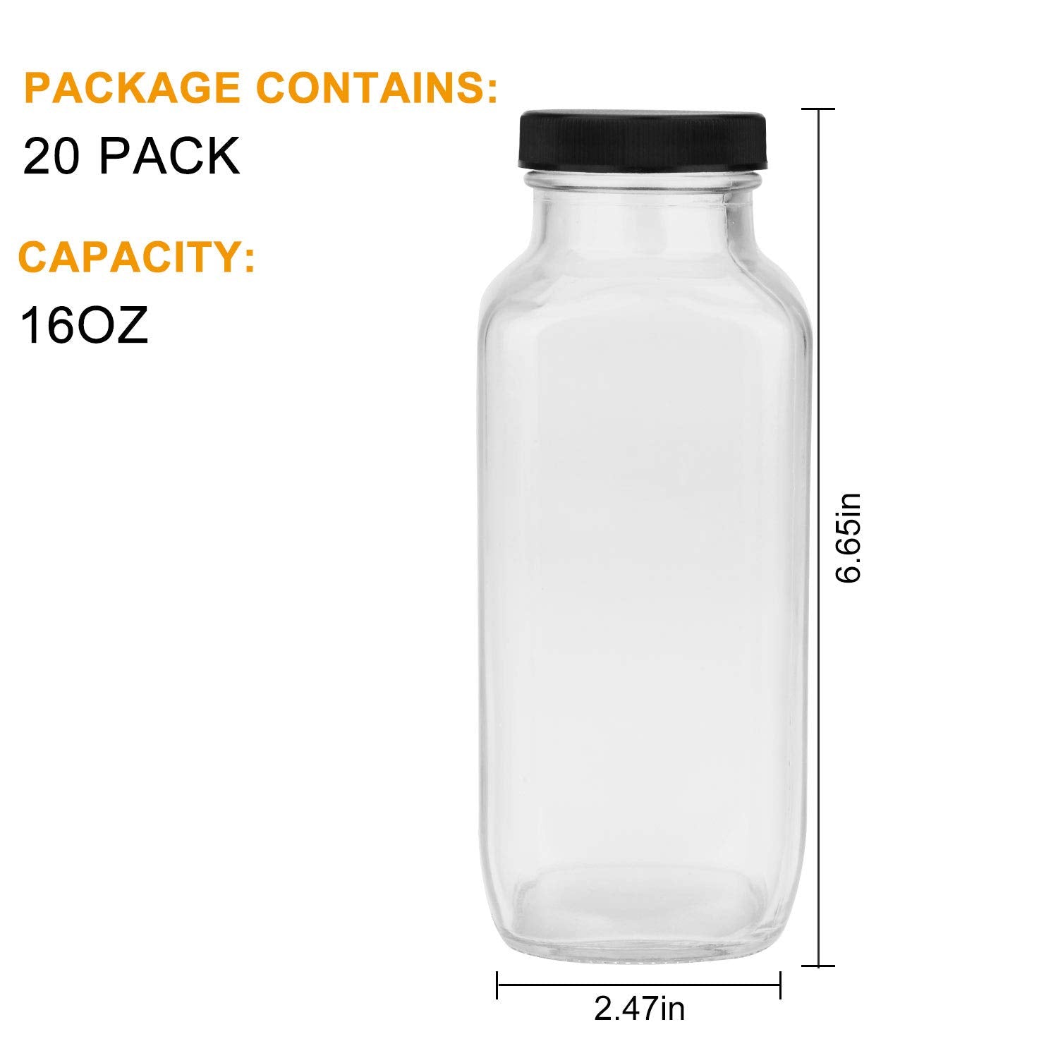 Encheng Vintage Water Bottles,Glass Drinking Bottles 16Oz,Square Beverage 500Ml With Lids For Kombucha,Tea,Glass Homemade Drinks