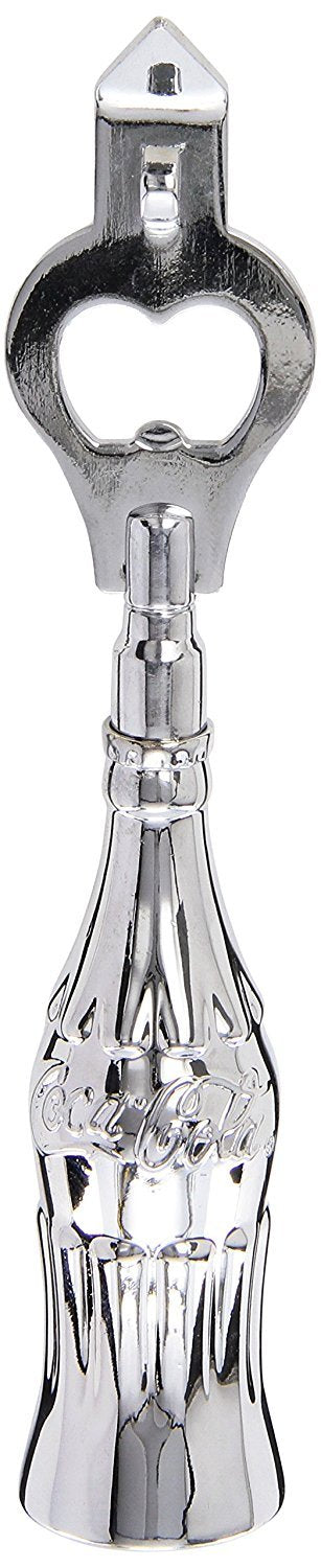 TableCraft CocaCola Chrome Plated Bottle Opener with Contour Mini Bottle Handle