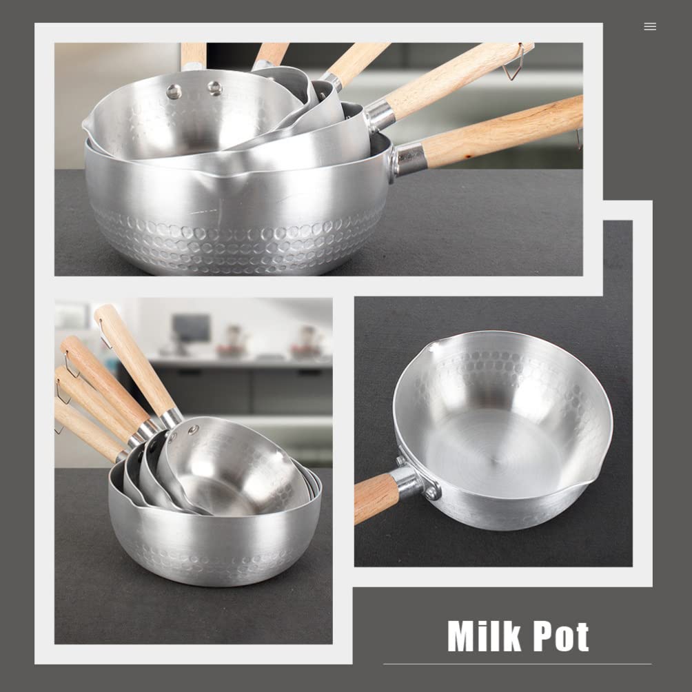 Hemoton Nonstick Saucepan Stainless Steel Yukihira Pan Small Sauce Pot Traditional Japanese Saucepan With Wooden Handle For Rame