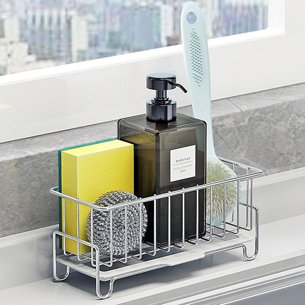 Mingfanity Kitchen Countertop Sponge Holder, Sus 304 Stainless Steel Dish Soaporganizer, Basket For Cleaning And Scrub Tool, Kit