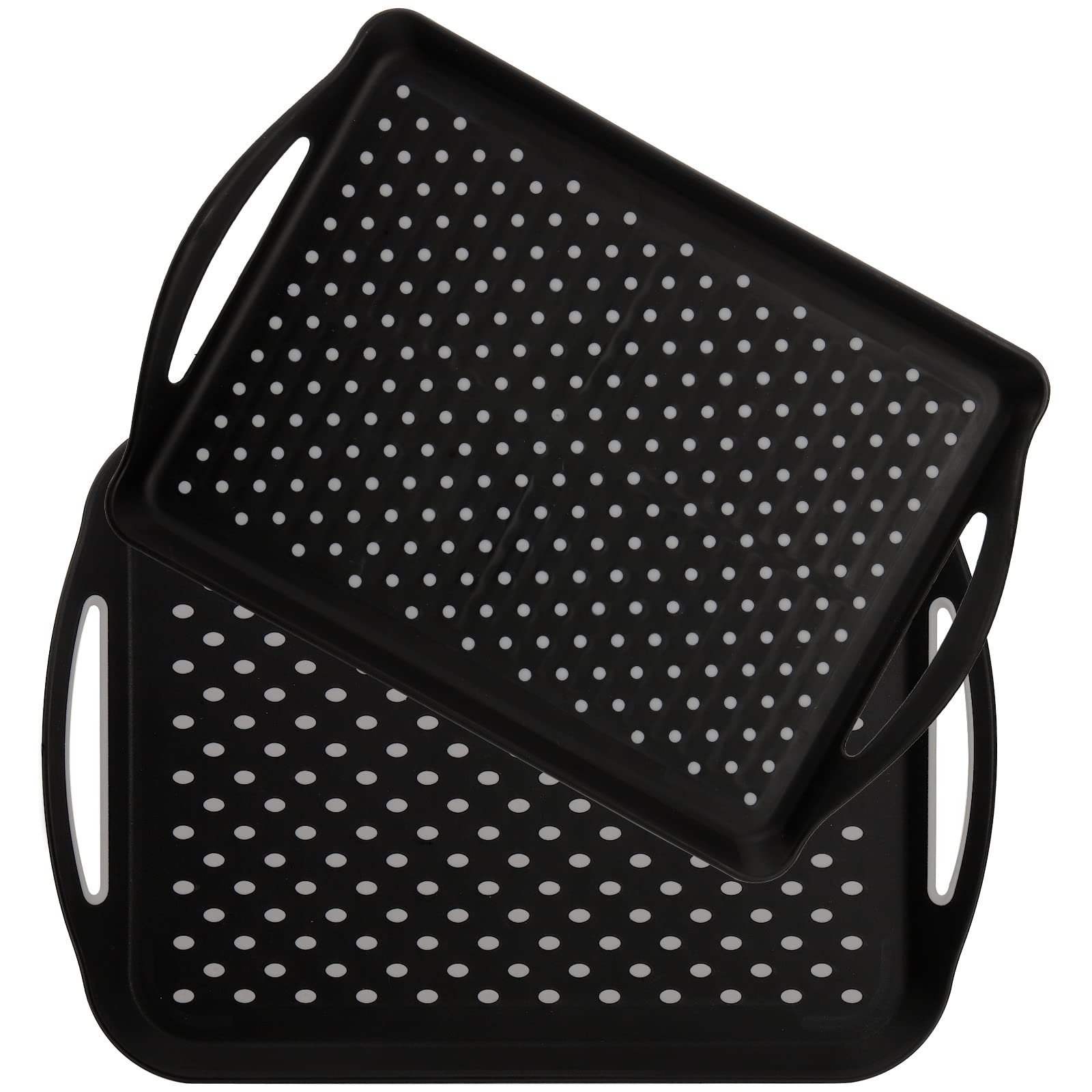 Topzea 2 Pack Non Slip Serving Tray With Handle, Plastic Cafeteria Tray Fast Food Serving Tray, School Lunch Tray Rectangular Se