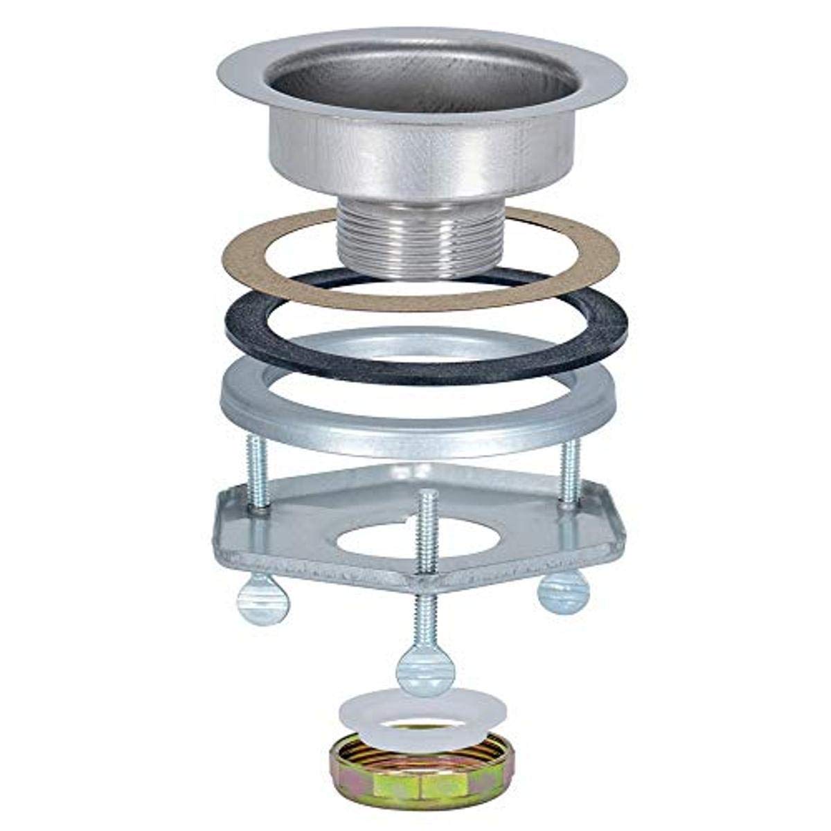 Ez-Flo Kitchen Sink Strainer With Flange And Die-Cast Slip-Joint Nut, Stainless Steel Fixed-Post Basket With 3-1/2 Inch To 4 Inc