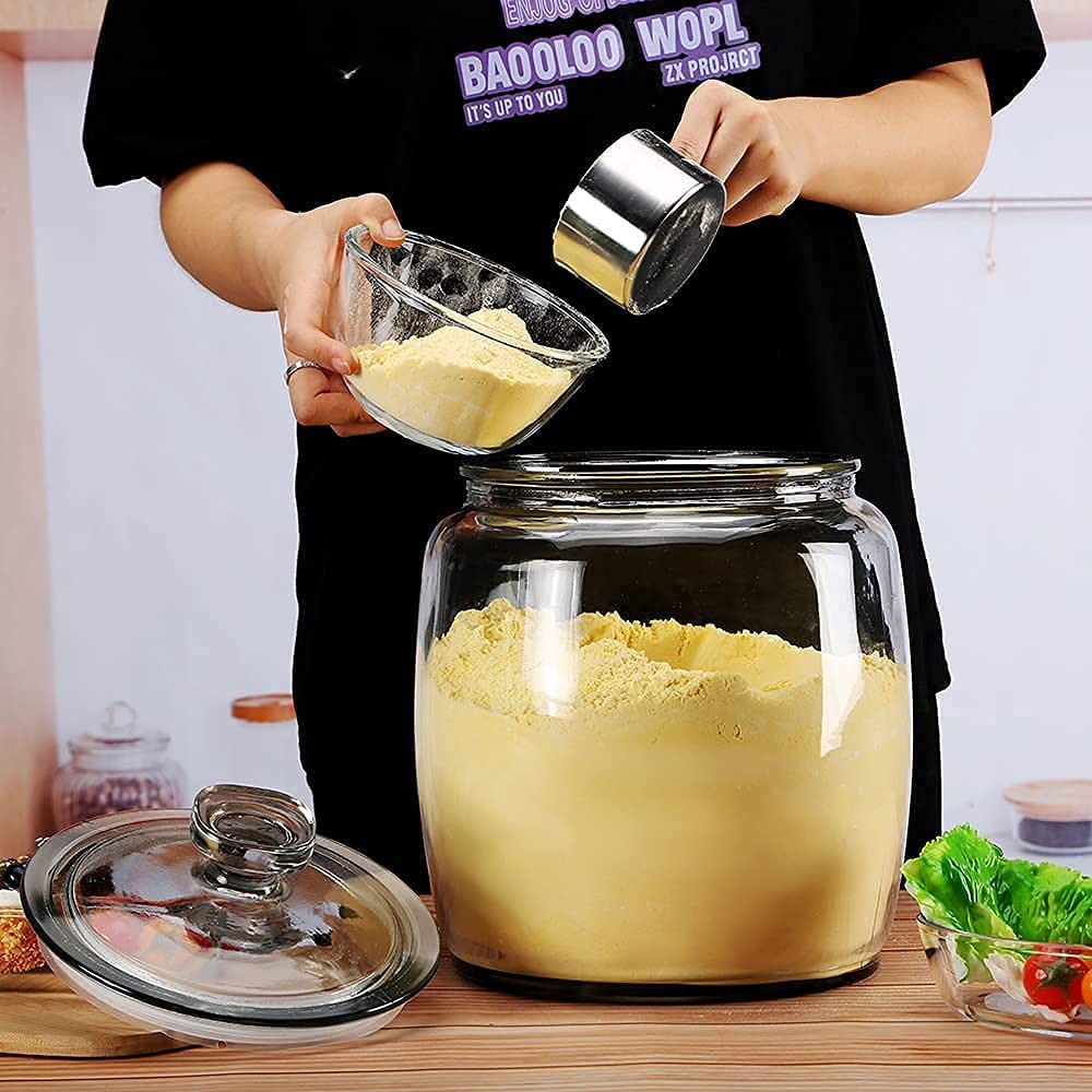 Daitouge 2.5 Gallon Glass Jars With Lids, Large Cookie Jars With Wide Opening, 1 Pack Glass Storage Jars With Lids For Kitchen,