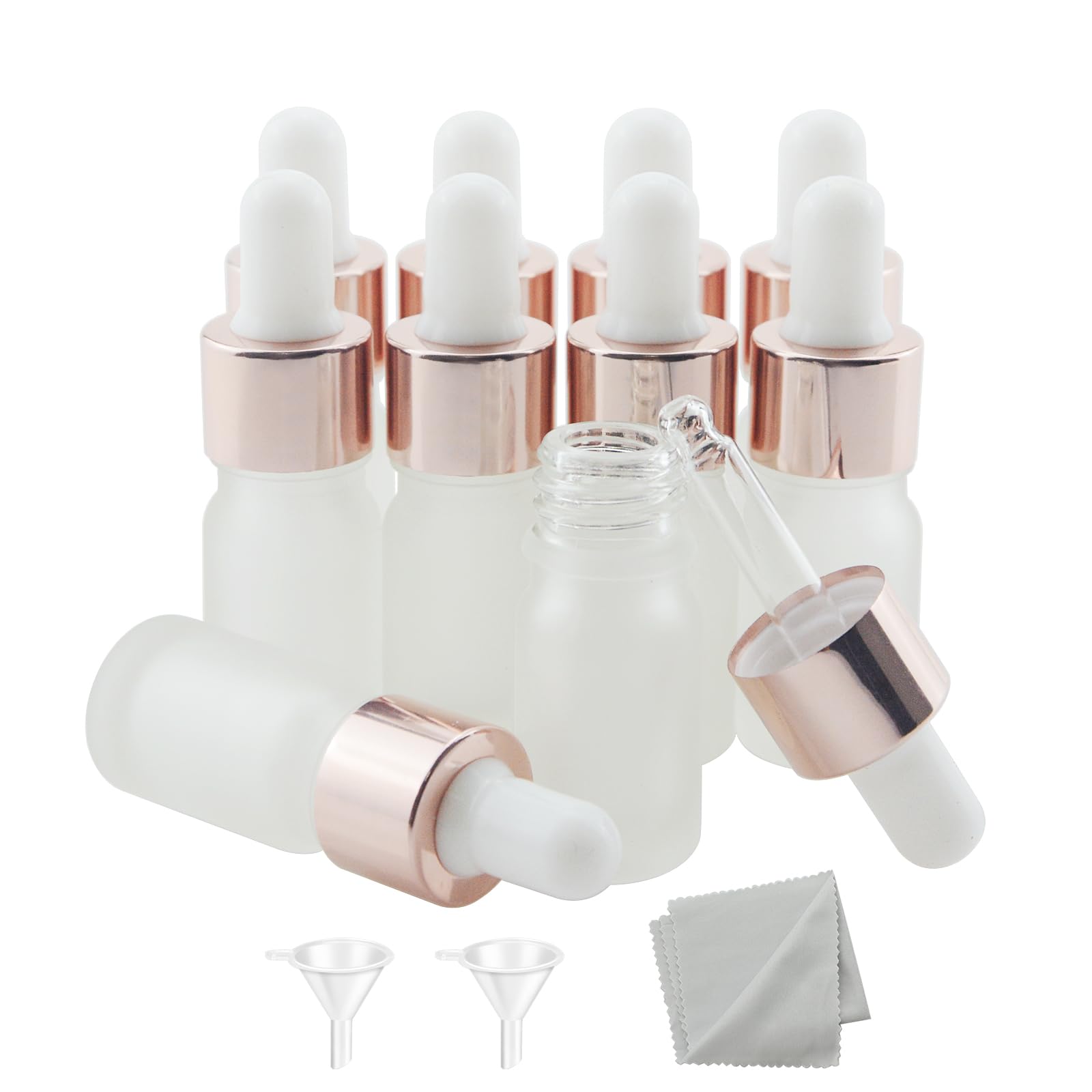 Wwolife 28 PCS 1/6oz (5ml) White Frosted Glass Dropper Bottles Perfume Aromatherapy Cosmetic Container Essential Oils Sample Min