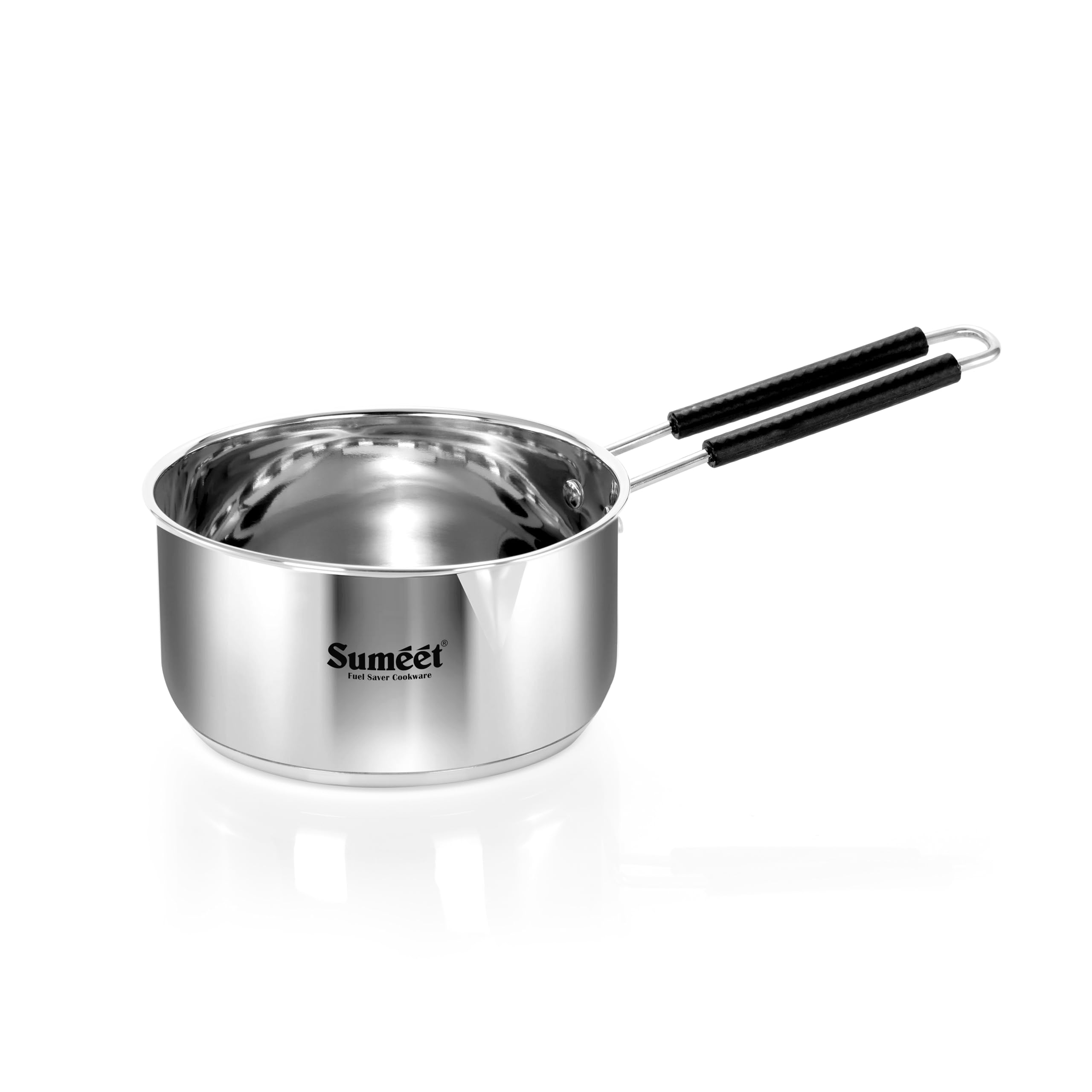 Sumeet Stainless Steel Induction Bottom Gas Stove & Induction Friendly Saucepan With Bacelite Wire Handle, 2500Ml, 18 Cm Dia, Si
