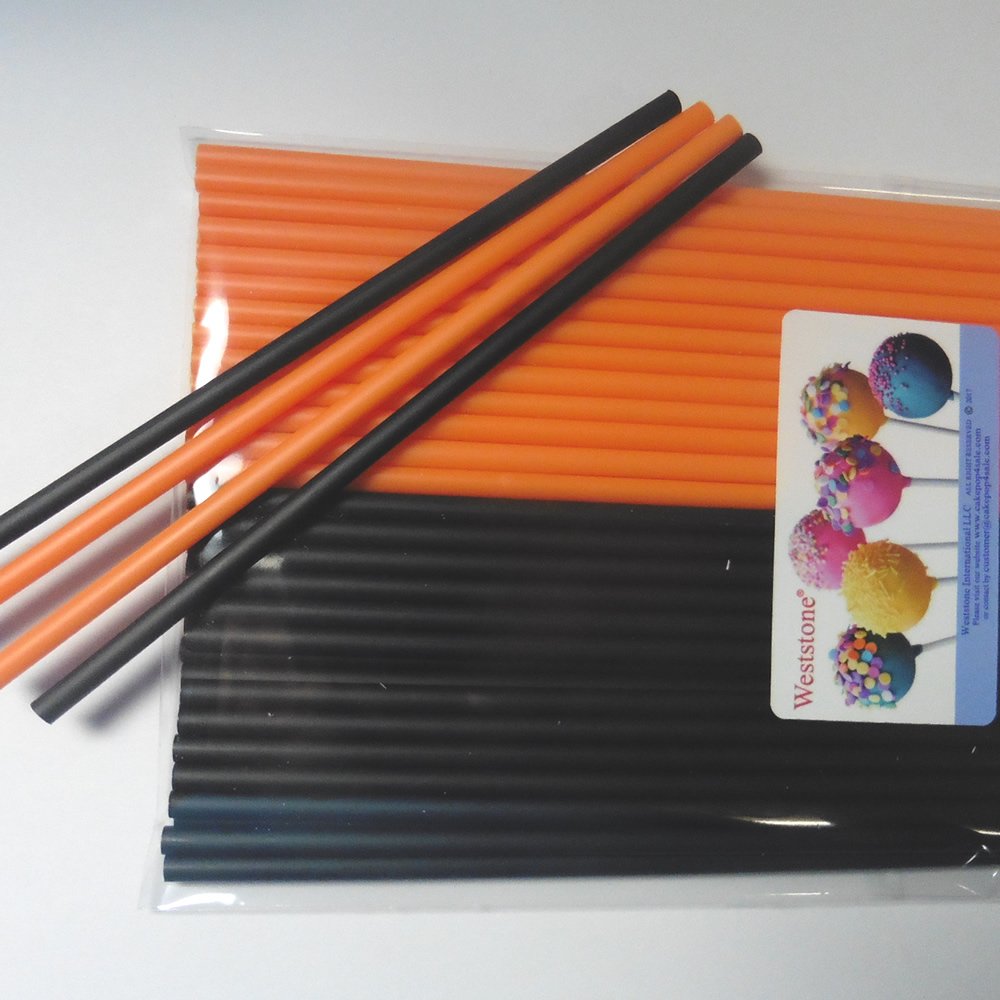 50Pcs Mixed Lollipop Sticks For Halloween Party (25 Black And 25 Orange)
