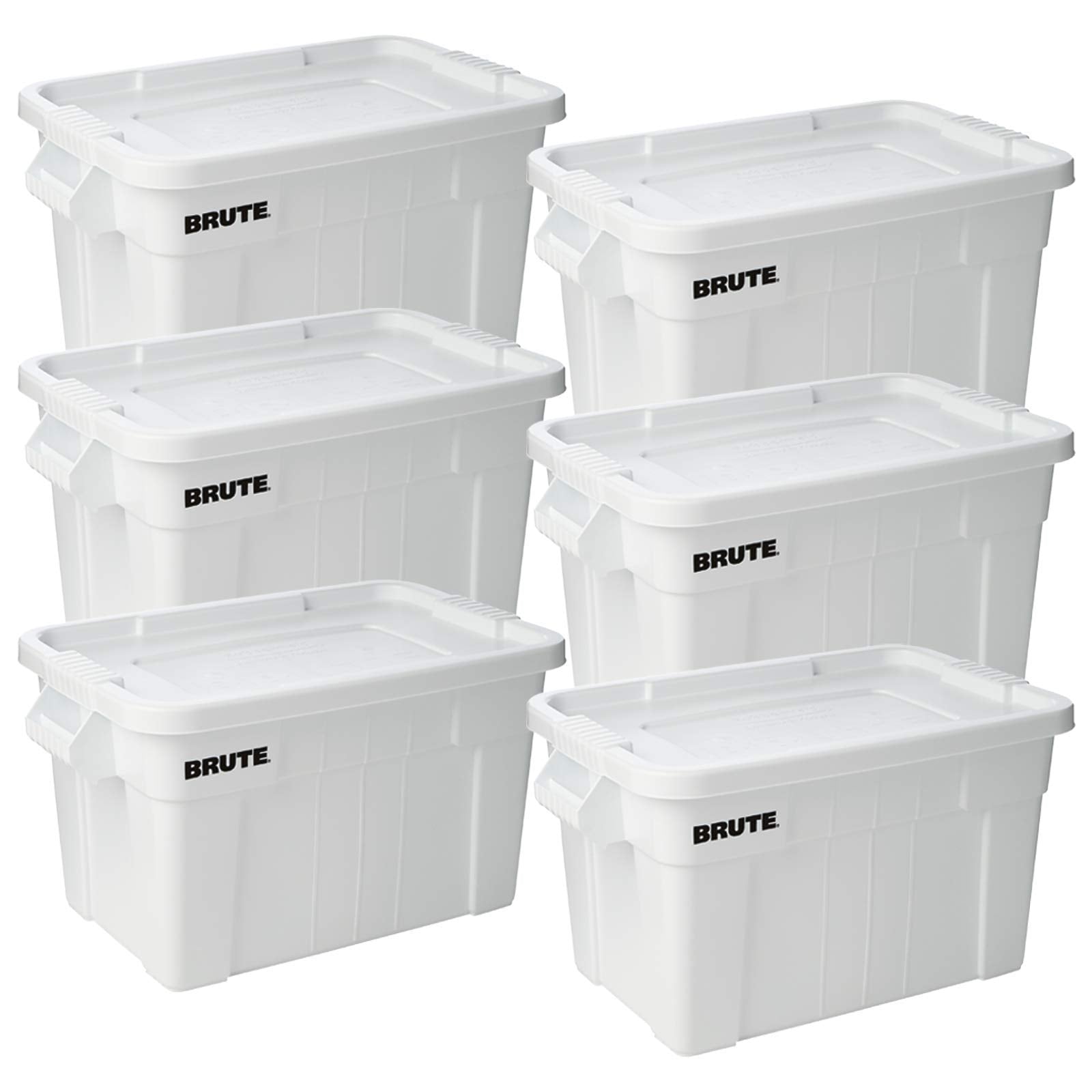 Rubbermaid Commercial Products Brute Tote Storage Bin With Lid, 20-Gallon, White, Rugged/Reusable Boxes For Moving/Camping/Garag