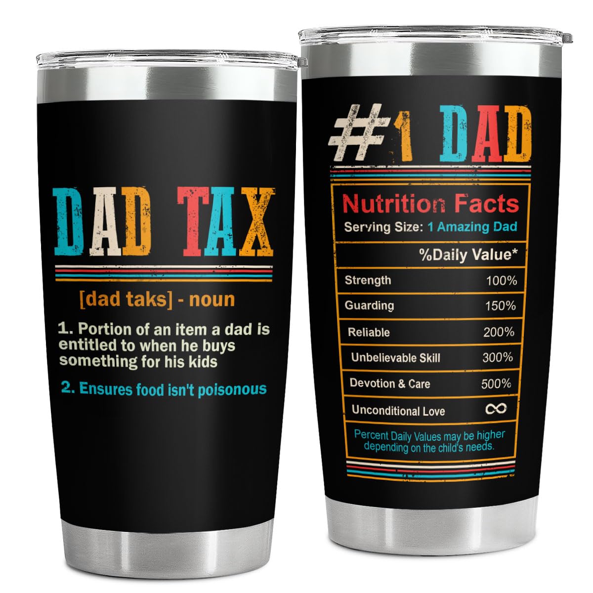 34HD Dad Tax Tumbler with Lid, 20oz Stainless Steel Vacuum Insulated Dad Coffee Mug, Daddy Drinking Cup, Birthday Christmas Fath