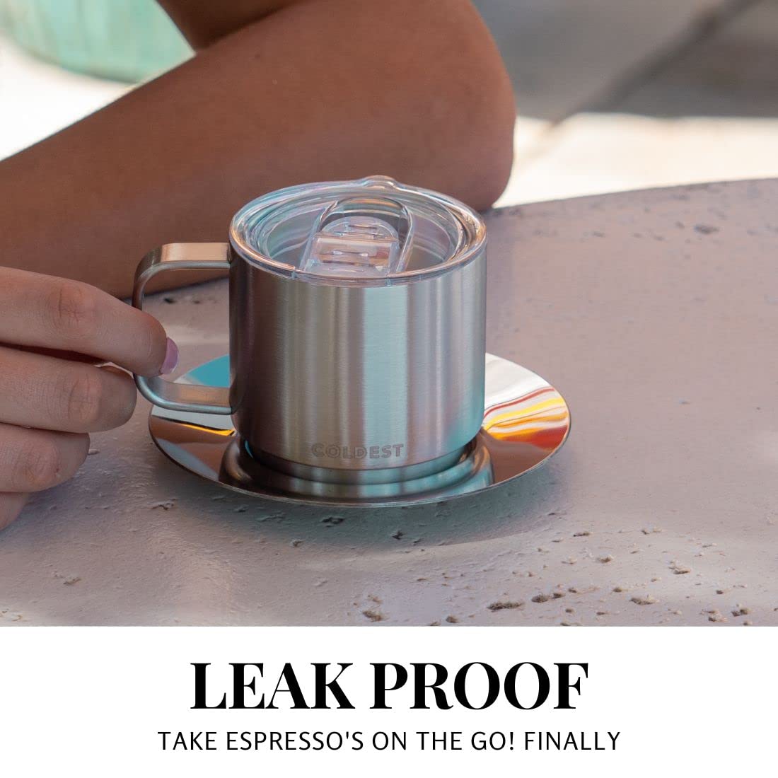 The Coldest Water Stackable Insulated Espresso Cup With Saucer - Insulated Triple Wall Stainless Steel Travel Double Shot Espres