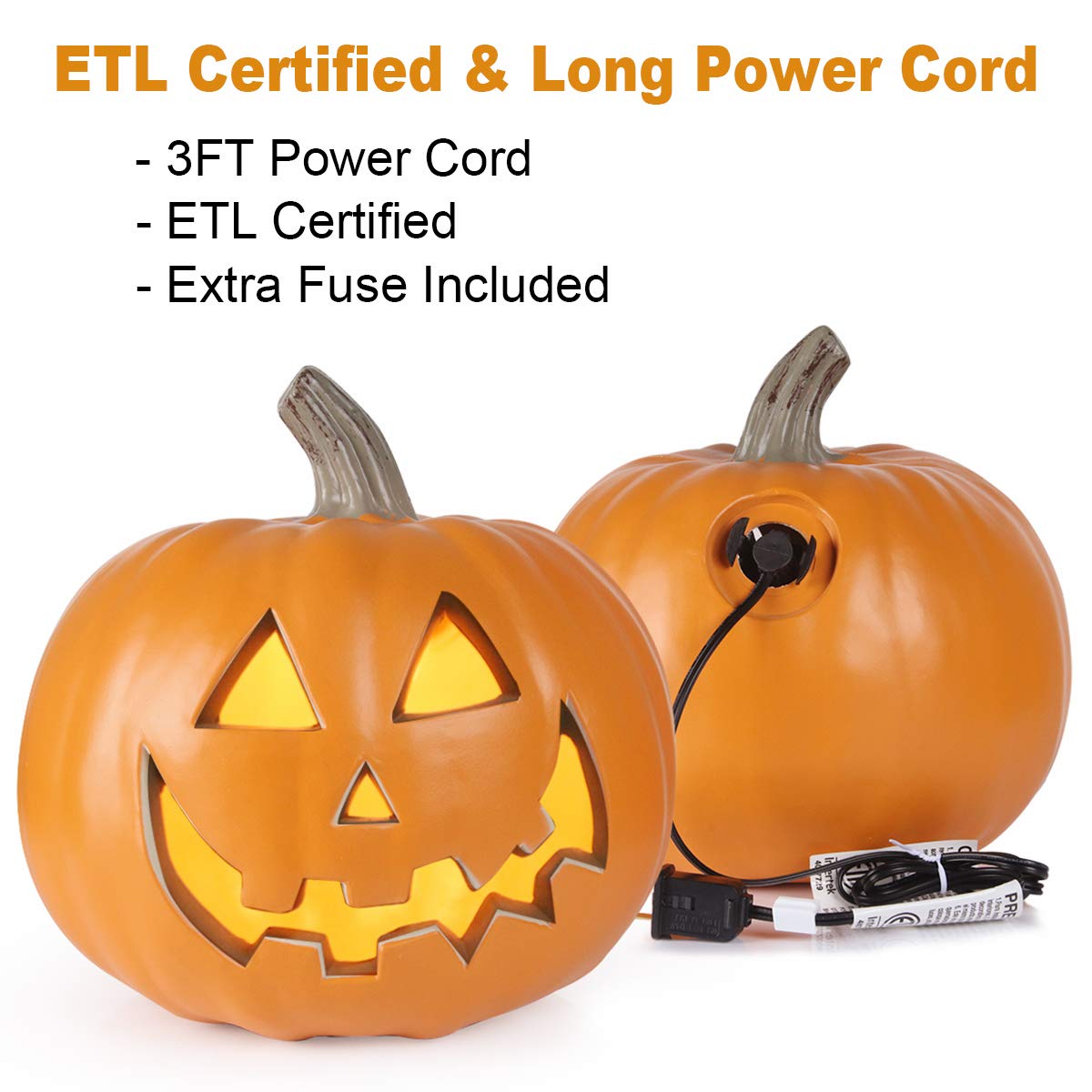 10 Plastic Pumpkin Halloween Pumpkin Lantern Jack o Lanterns Light Up Pumpkin Decorations Lighted Pumpkin with LED Bulb Indoor/O