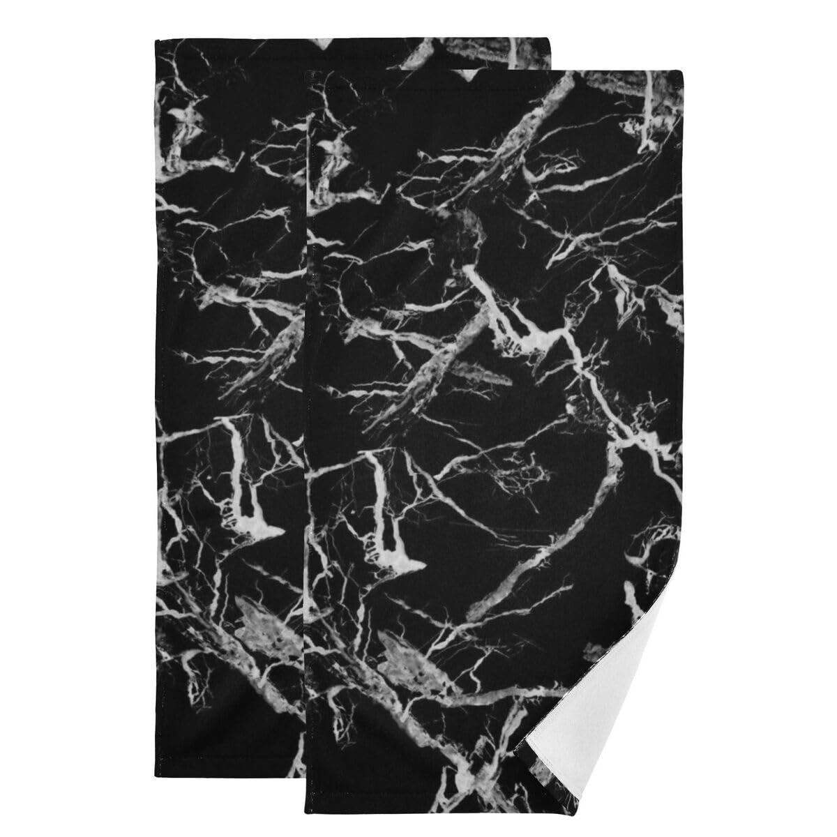 Black Marble Hand Towels Black And White Marble Texture Print Bathroom Hand Towels Soft Decorative Fingertip Towels For Guestroo