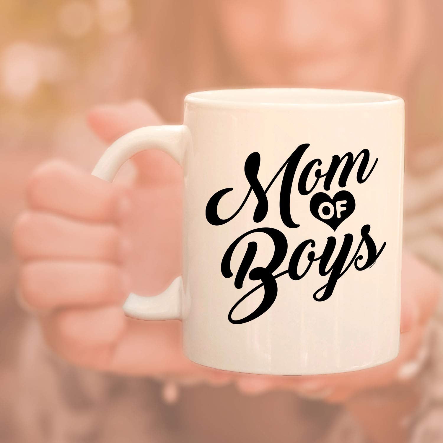 Veracco Mom Of Boys Coffee Mug Gifts For Her Birthday Mothers Day (White, Ceramic)