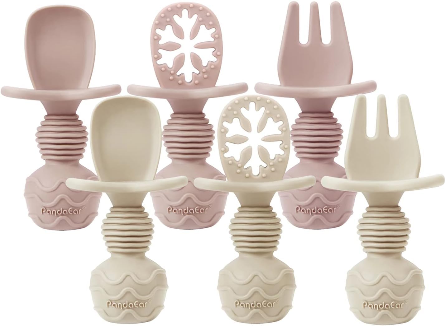 PandaEar 4 Pack Silicone Baby Spoons Forks Feeding Set  Toddler Utensils Baby Led Weaning Supplies  First Stage Baby Spoon Self Feeding 6 Months Old Baby Essentials