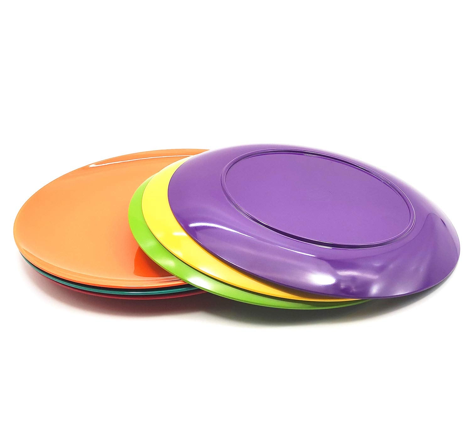 KOXIN-KARLU Melamine Dinner Plates Set of 6, 10.5-inch, Multicolor, BPA Free, Dishwasher Safe, Model JJM05