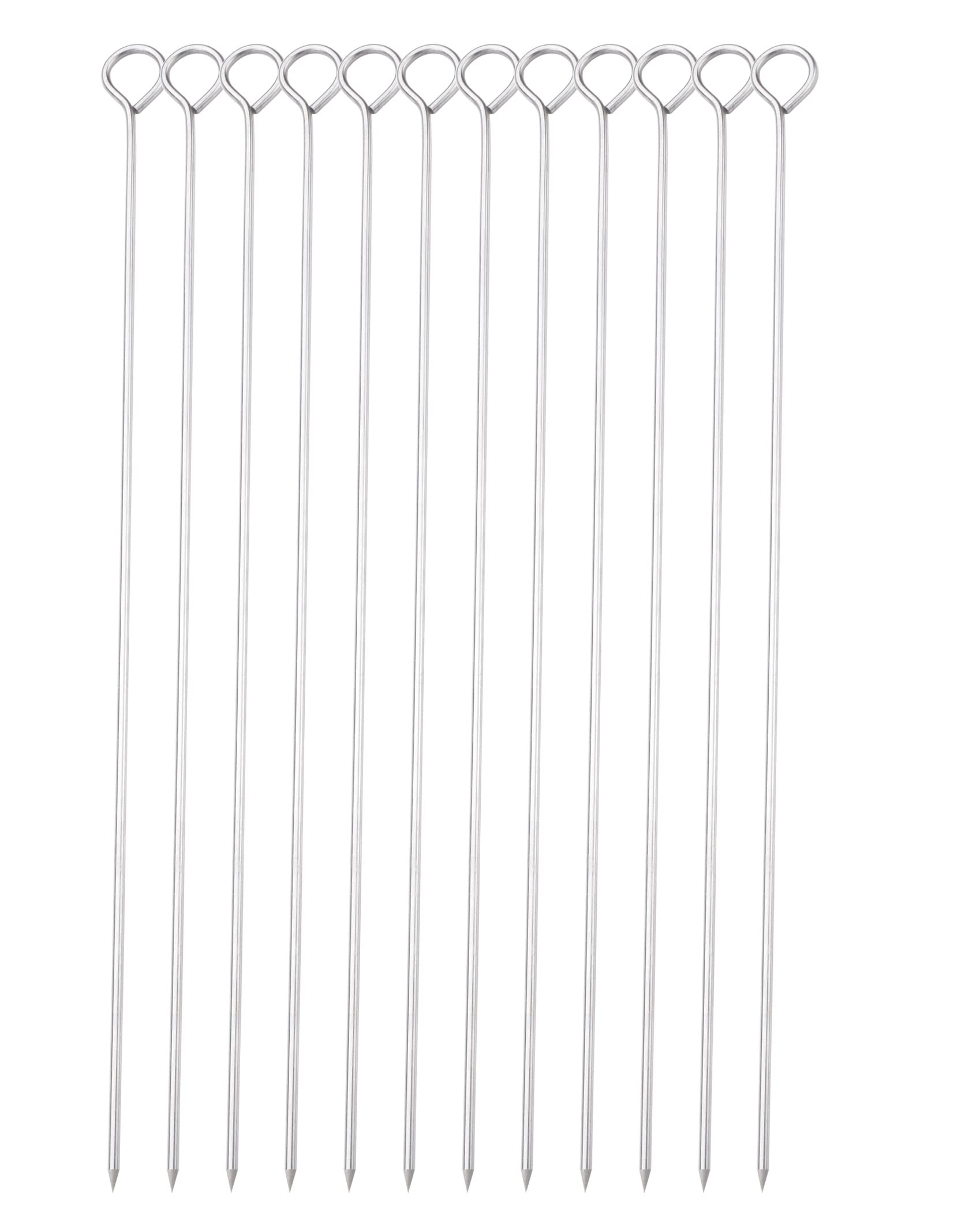 Honshen 12 Inch Barbecue Skewers, Stainless Steel Bbq Skewers, Shish Kebab Kabob Skewers 12Pcs