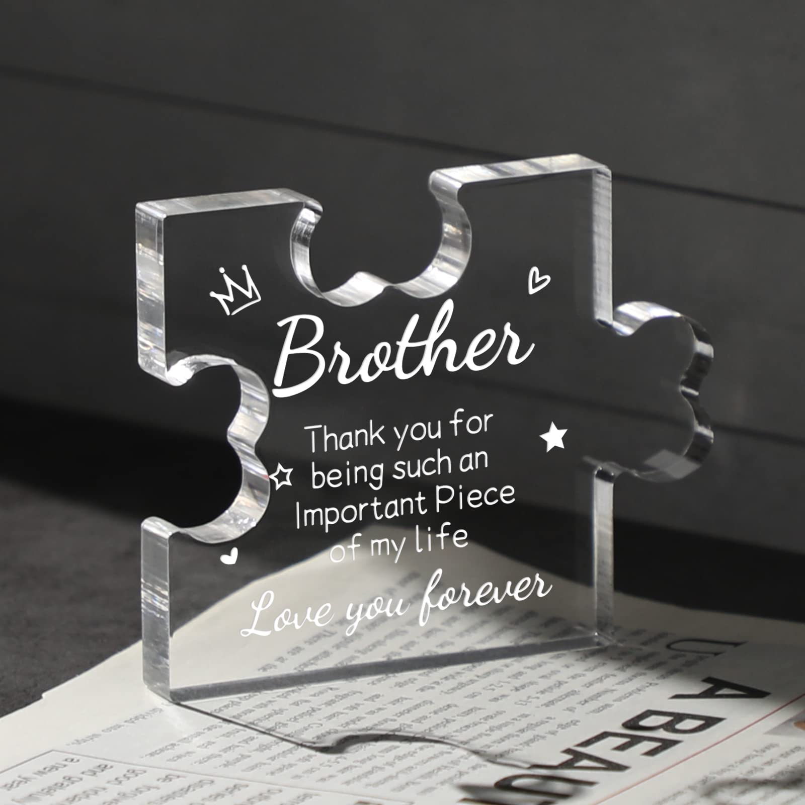 Funnli Gifts for Brother Men Boys Acrylic Plaque - Christmas Fathers Day Birthday Gifts for Brother 3.35 x 2.76 Inch - Brother S