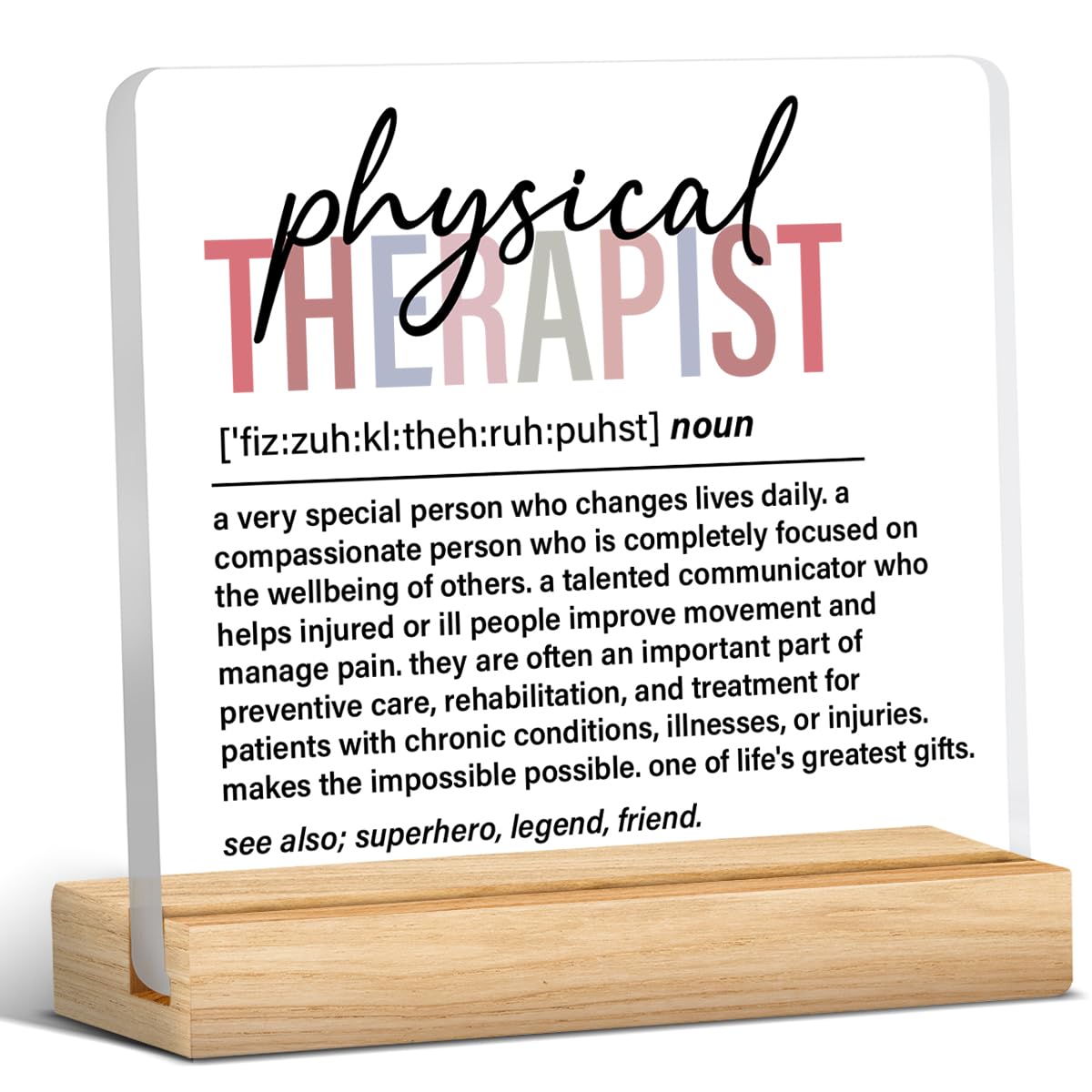 Physical Therapist Gifts for Men Women, Thank You Appreciate Gifts, Retirement Gift, Physical Therapist Definition Acrylic Desk 