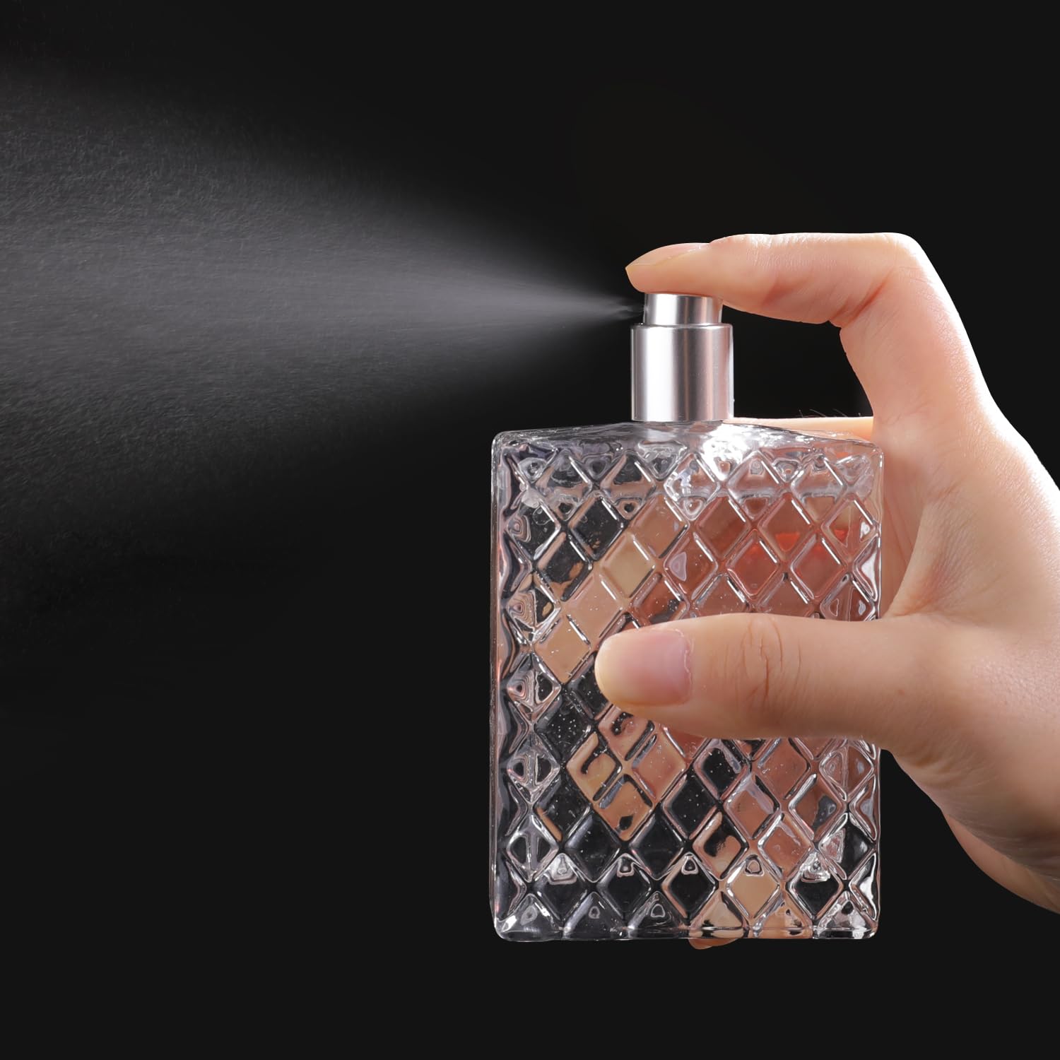 Yerpkefey Vintage Glass Spray Bottle - Refillable Perfume Atomizer, Empty Perfume Bottles With 3 Dispensers (100Ml/3.4 Oz)