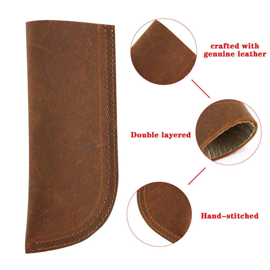 Trumoter Genuine Leather Cast Iron Pot Handle Cover, Assist Pan Holder, Double Layered Heat Resistant Potholder For Cast Iron Sk