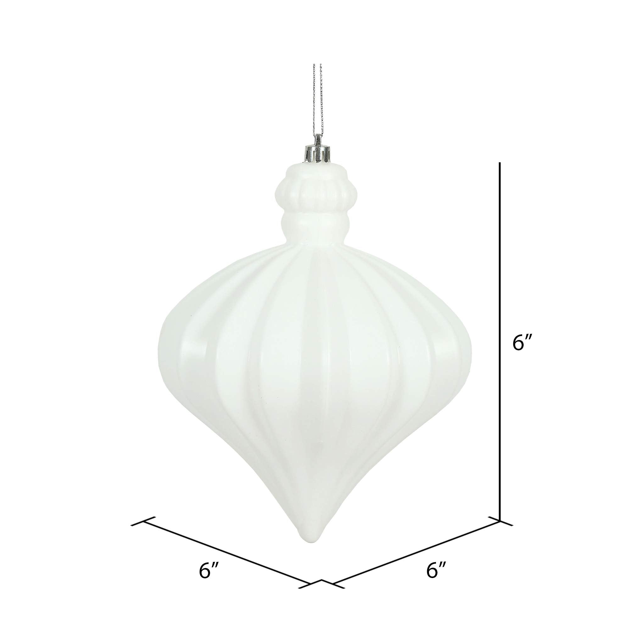Vickerman 6 White Matte Onion Drop Christmas Ornament, 4 per Bag