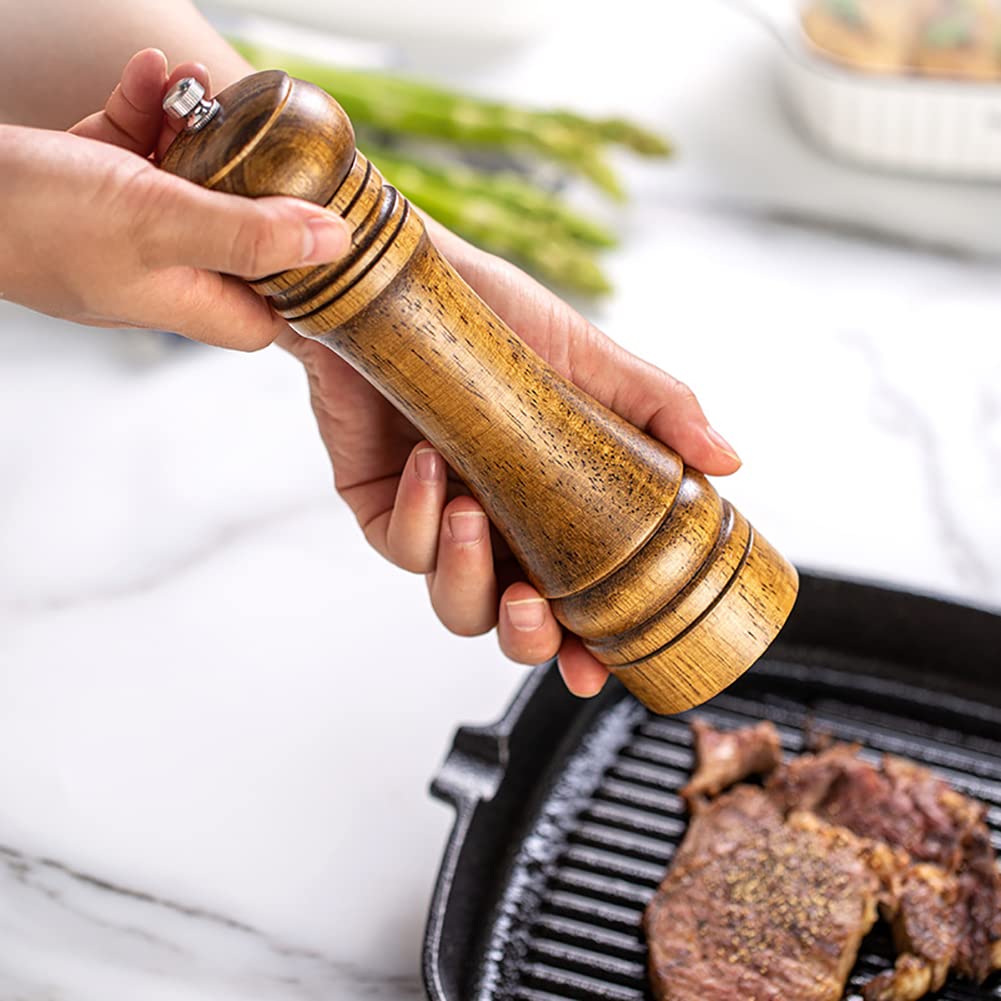Uuyyeo Wooden Pepper Grinder Mill Manual Salt Grinder Refillable Pepper Mill Shaker Spice Grinder With Adjustable Coarseness 5 I