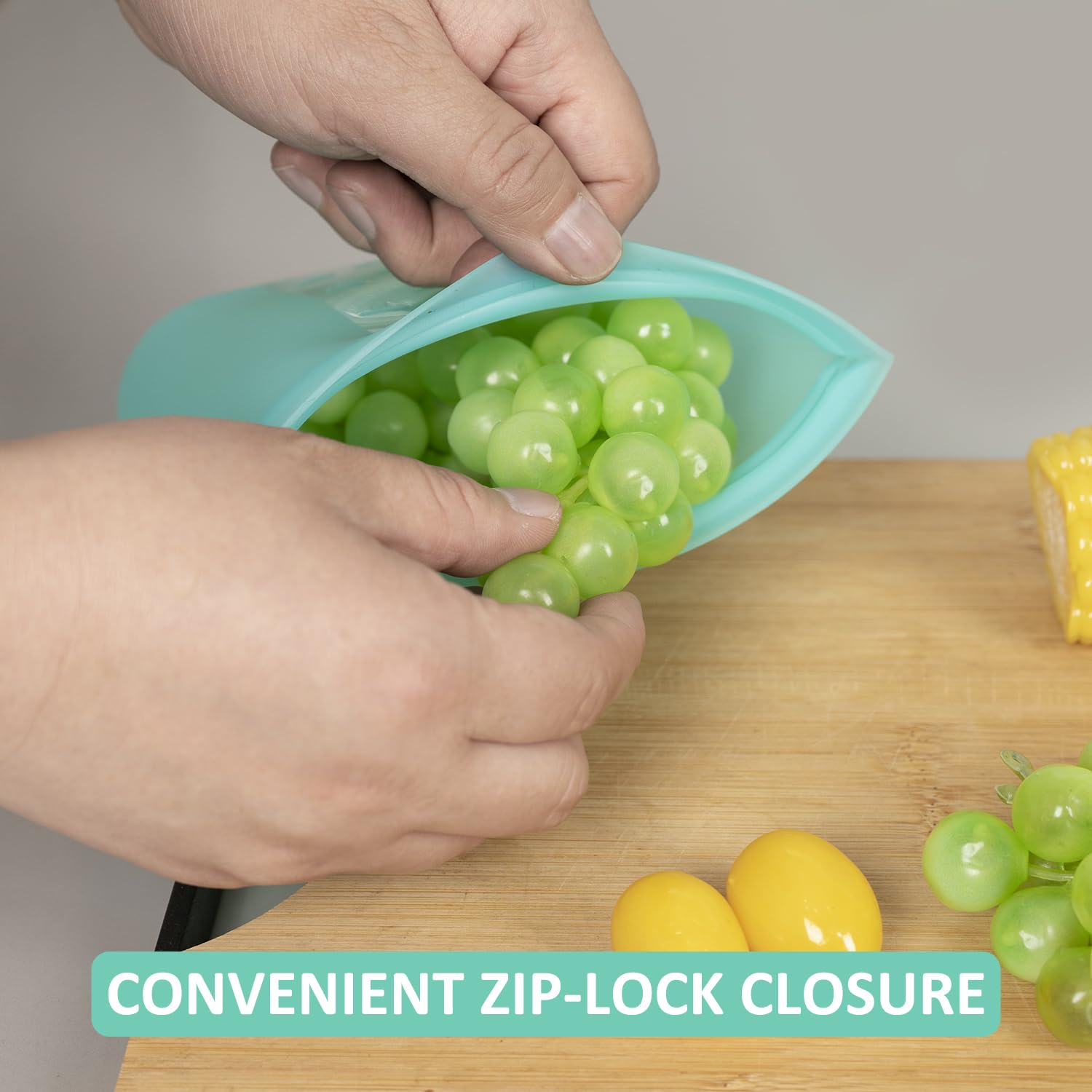 Annaklin Reusable Snack Bags, 4 Pack, Stand Up 100% Silicone Reusable Storage Bag, Ziplock Silicone Food Storage Containers Snac