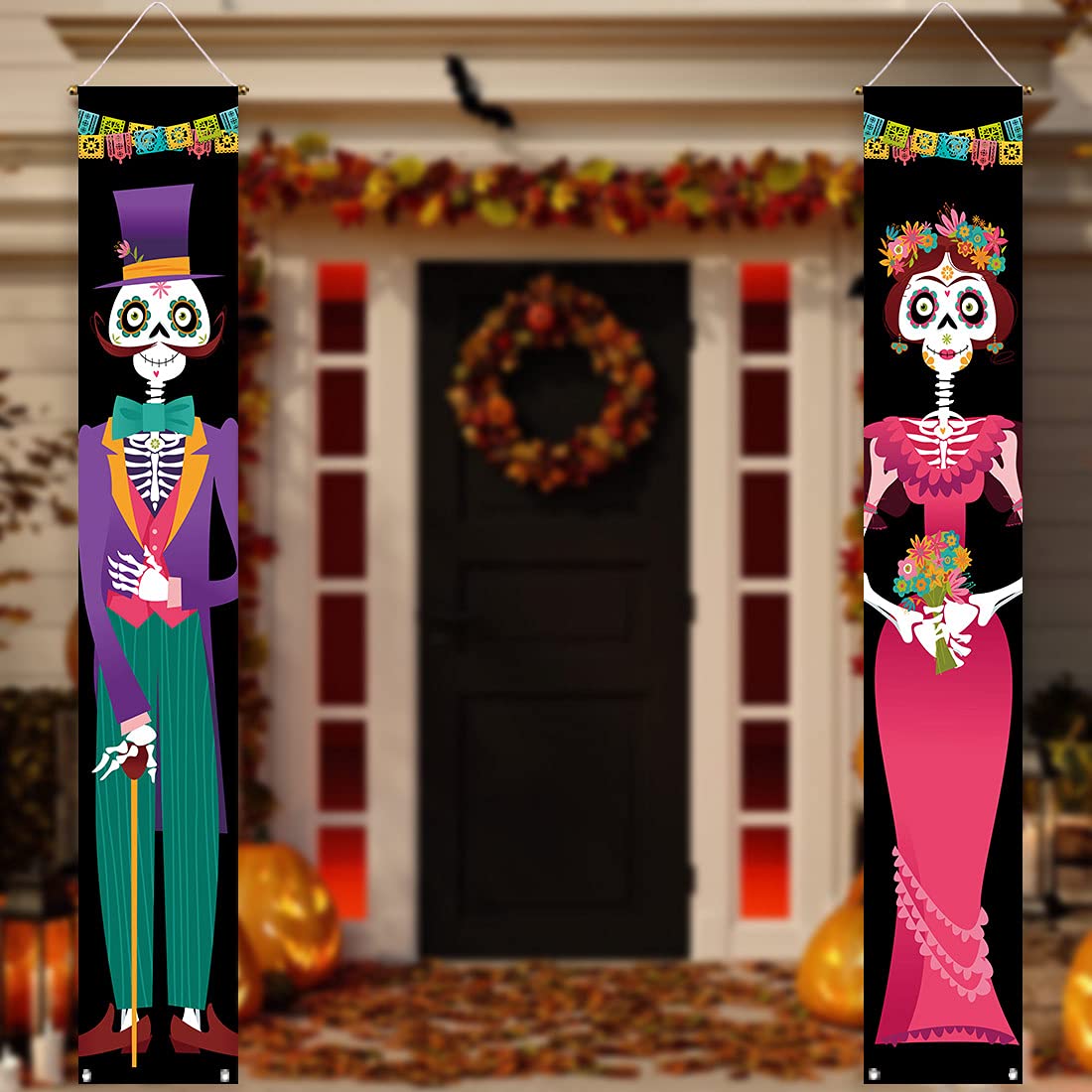 Allenjoy Day Of The Dead Porch Sign Door Banner Halloween Costume Mexico Dia De Los Muertos Baby Shower Birthday Party Supplies