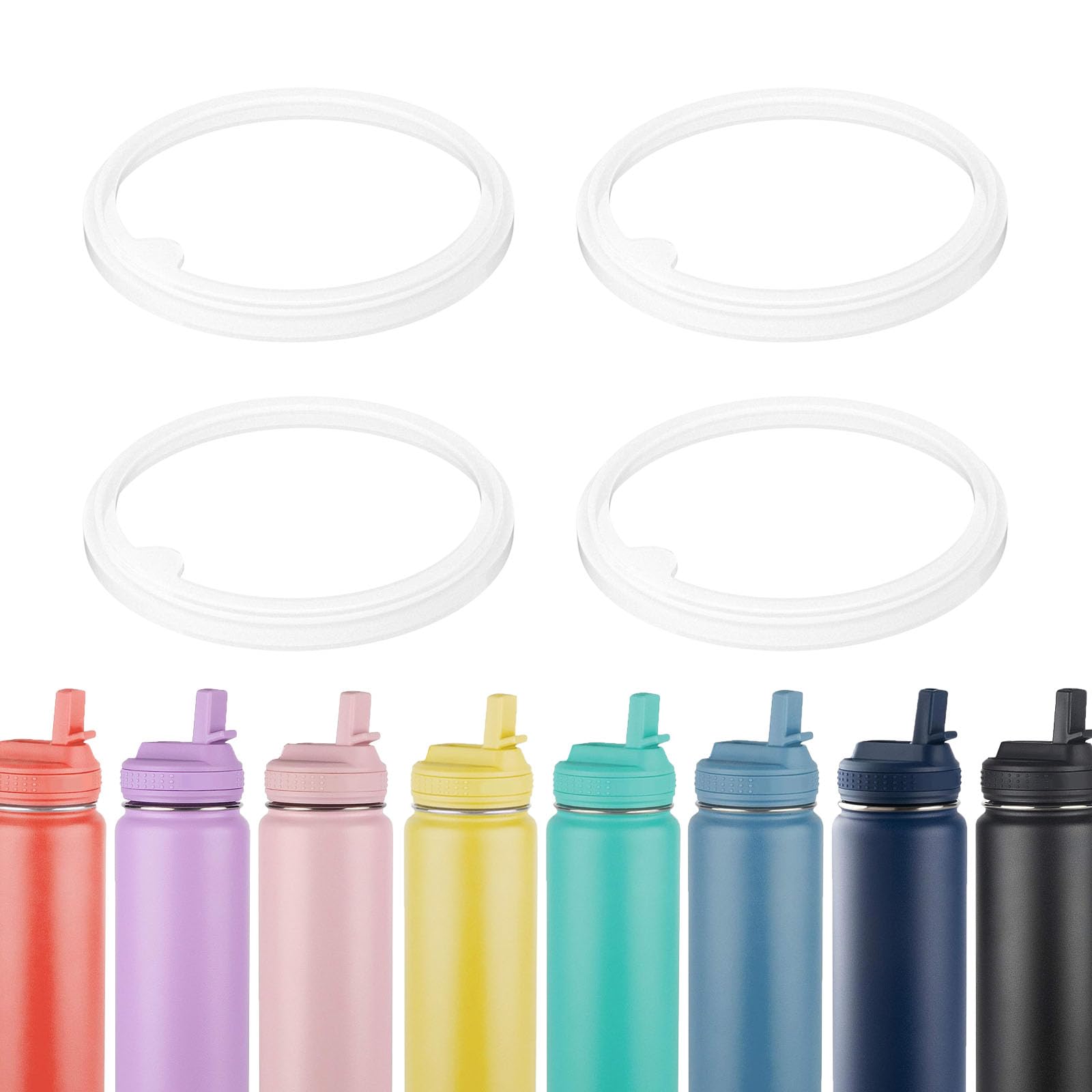 Bosorio 4 Pack Gaskets Compatible With Takeya Actives Straw Lid Water Bottle 14Oz 16Oz 18Oz 22Oz 24Oz 32Oz 40Oz, Replacement Rub