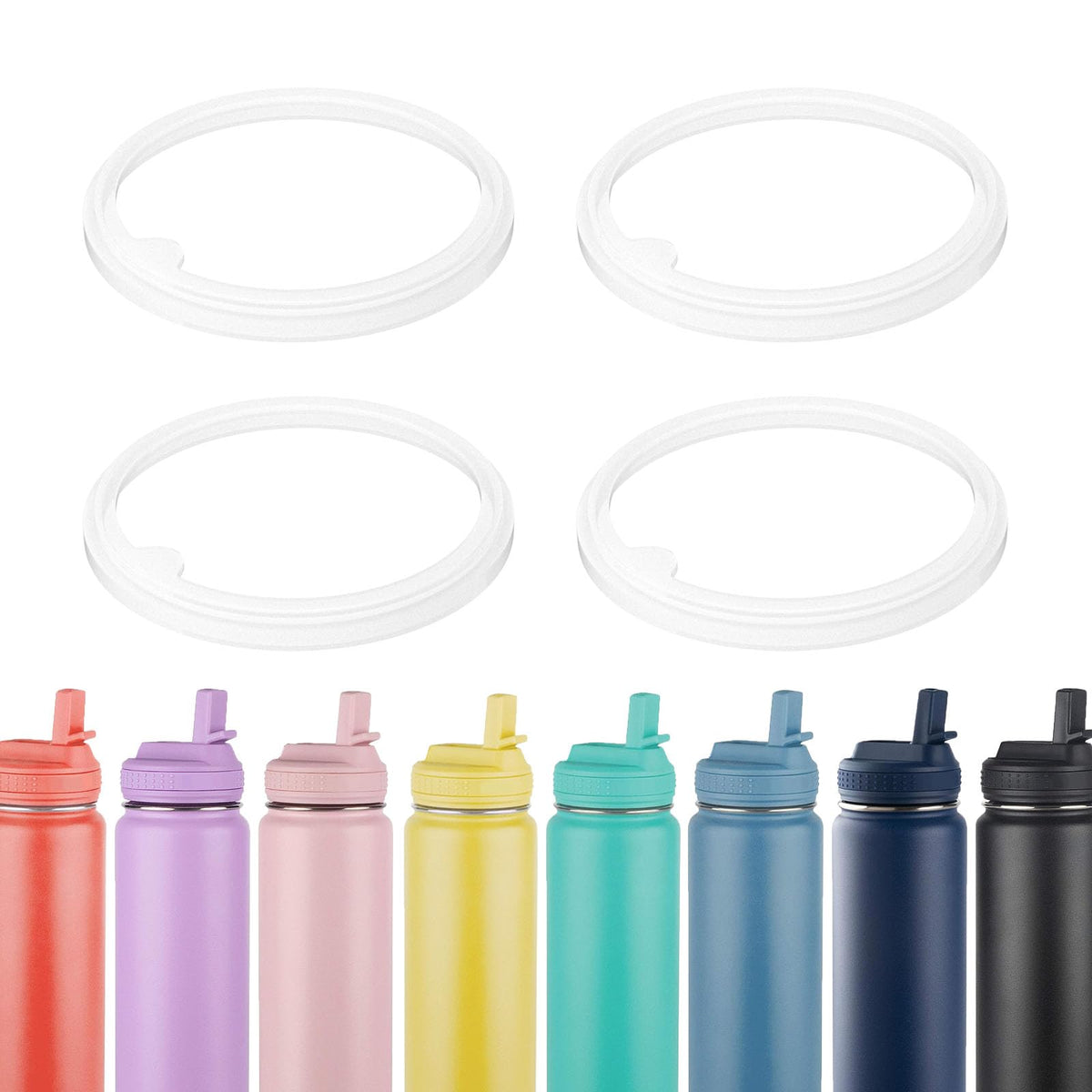 Bosorio 4 Pack Gaskets Compatible With Takeya Actives Straw Lid Water Bottle 14Oz 16Oz 18Oz 22Oz 24Oz 32Oz 40Oz, Replacement Rub