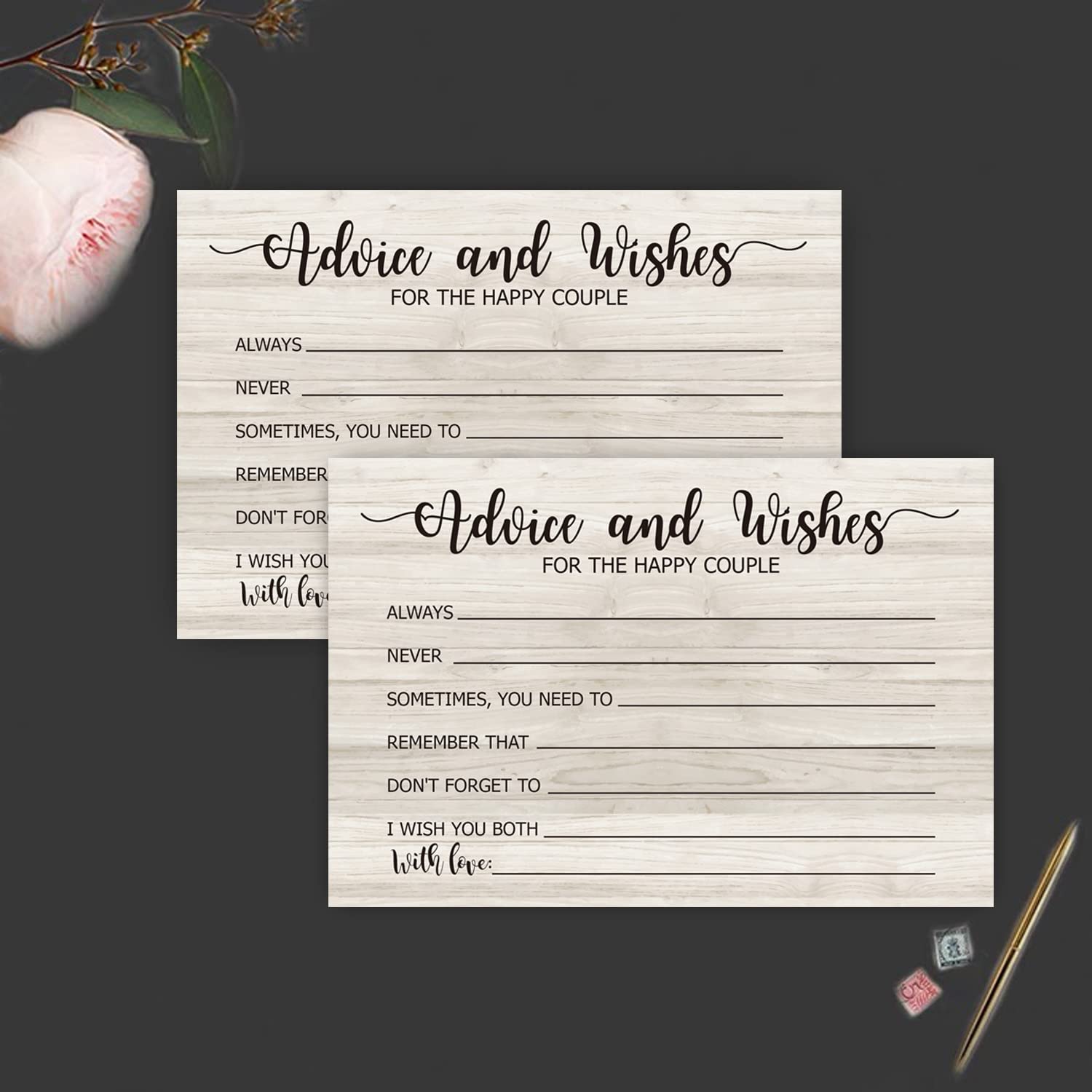 Farhtinanfx 50 Wedding Advice And Wishes Cards, For Bride And Groom Weddings, Brida Shower Activity, Advice And Wishes For The H