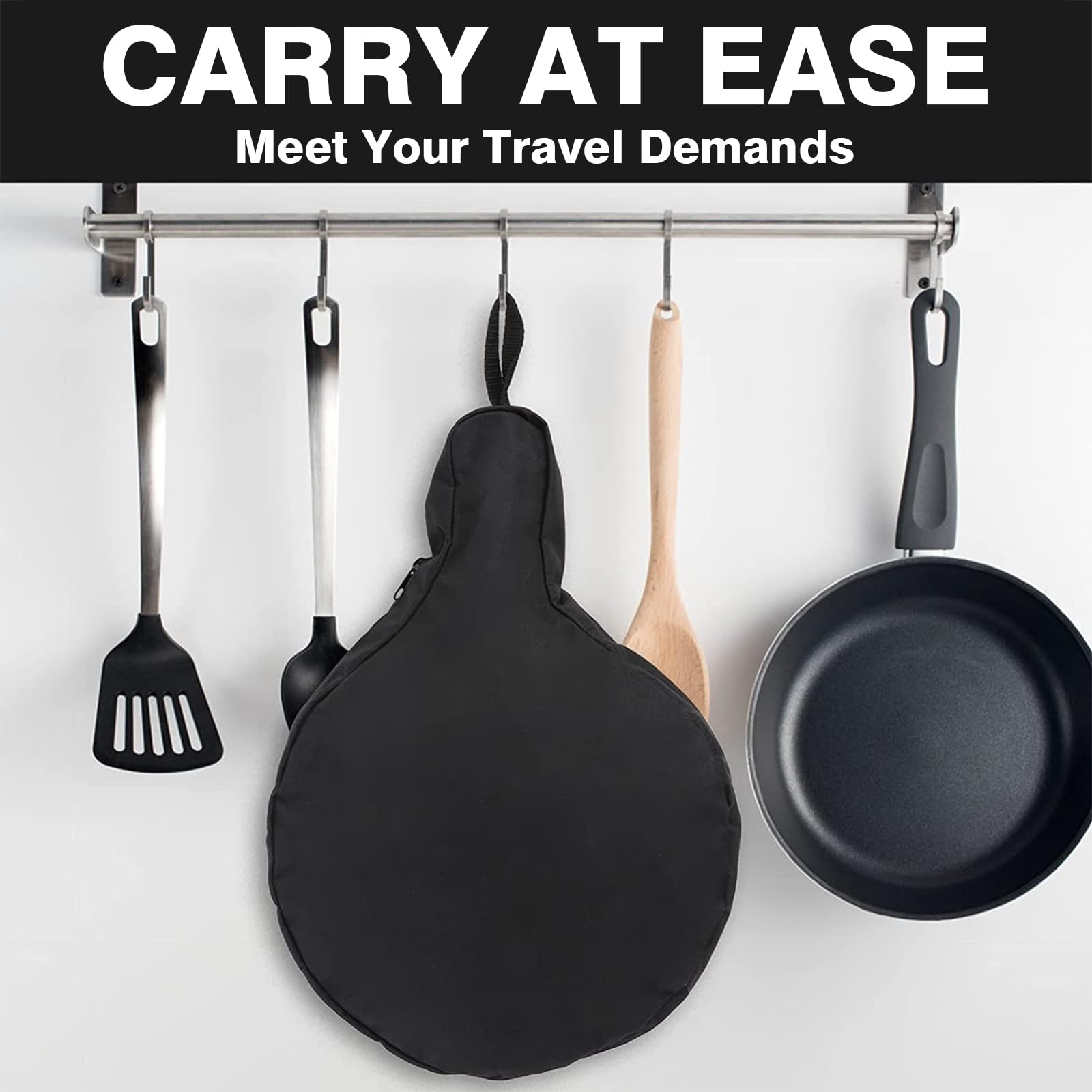 Cast Iron Skillet Bag, Witstep Frying Pan Storage Bag Fits 8/10/12 In Skillets Waterproof Camping Cast Iron Skillet Travel Carry