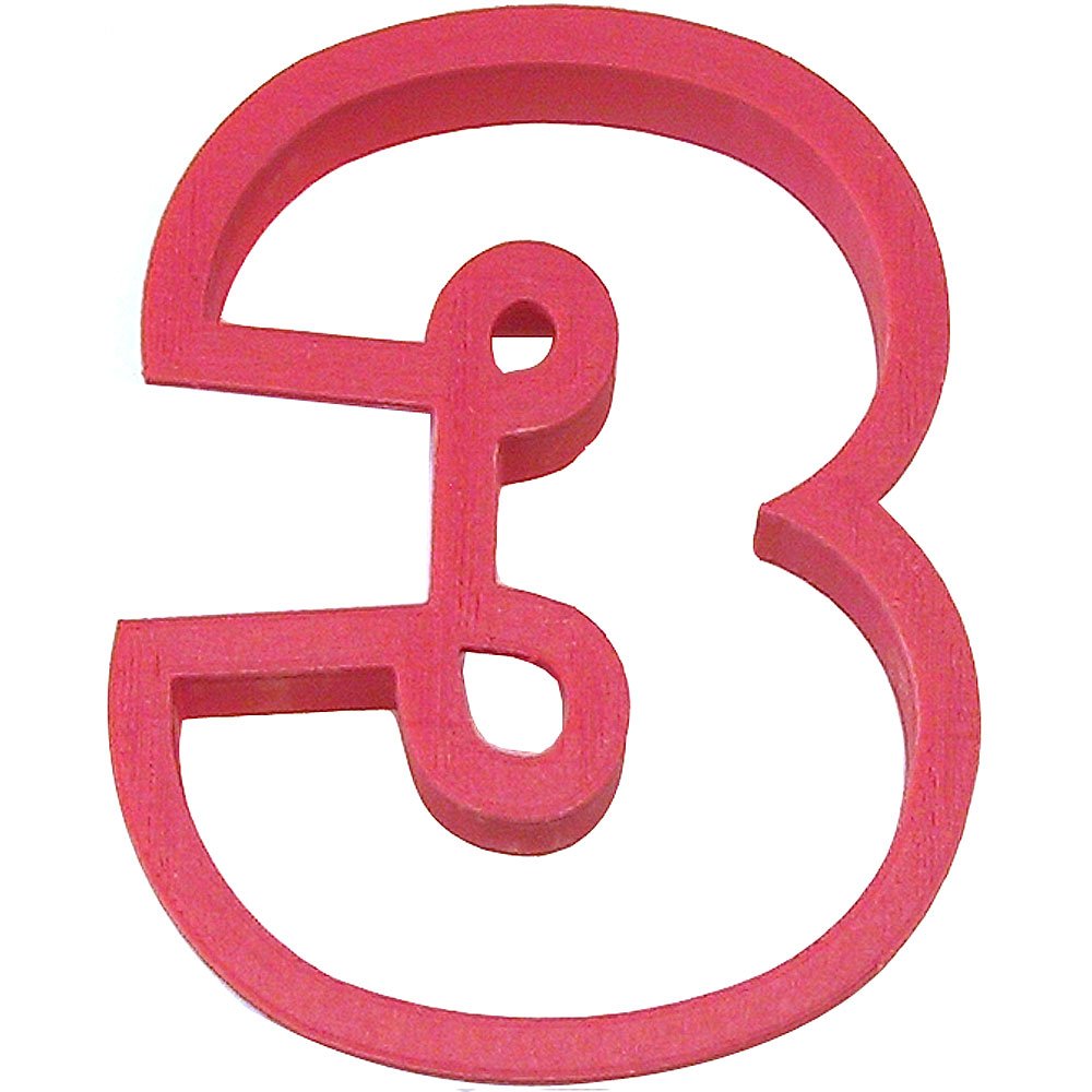 Cookiecutter.Com Brand Number Three Cookie Cutter 4 Inch - Hand Made In The Usa From 3D Printed Plastic