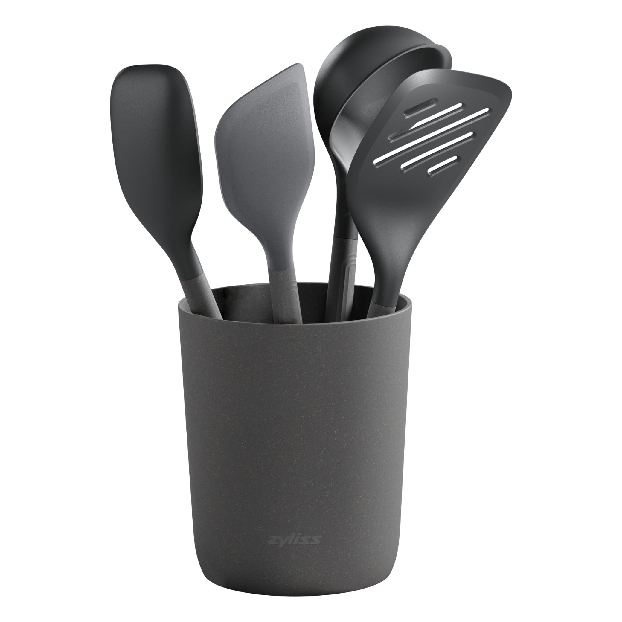 Zyliss 5 Piece Utensil Set With Storage Tube - Kitchen Set With Utensil Organizer - Small Kitchen Utensils Set - Includes Large