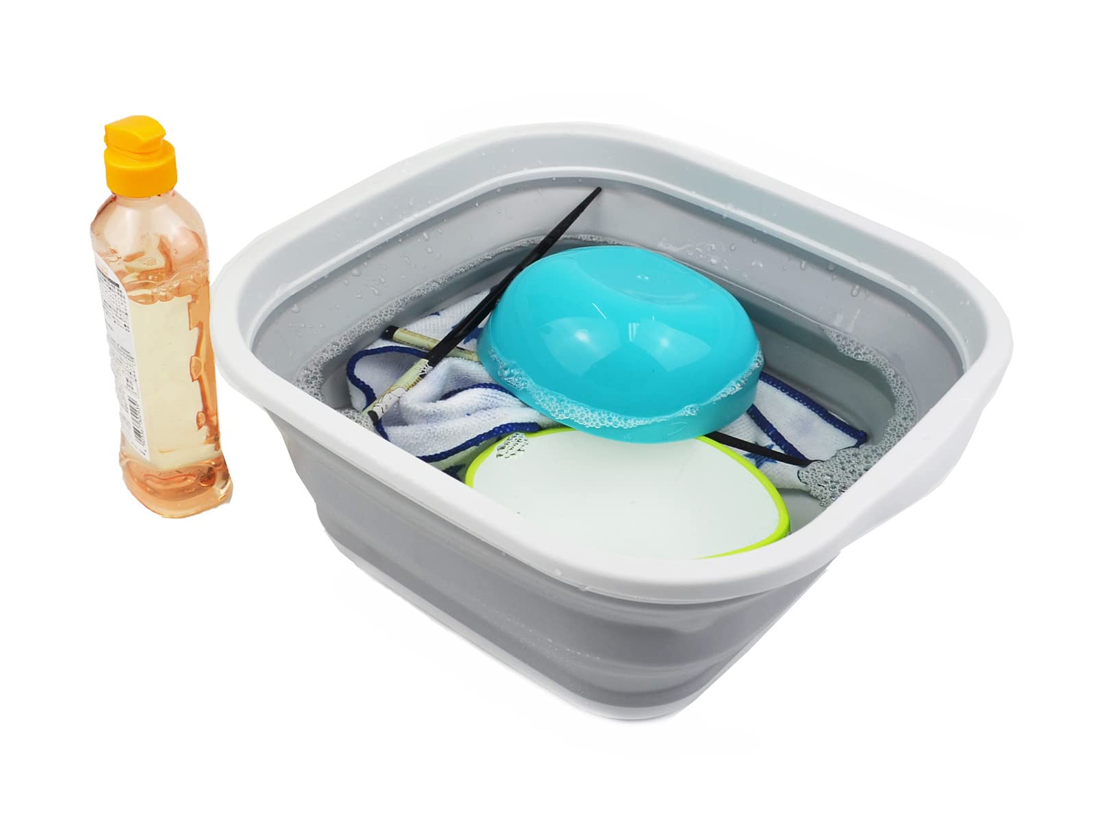 Sammart Collapsible Tub - Portable/Space Saving Plastic Tub (Grey (5.5L Tub))