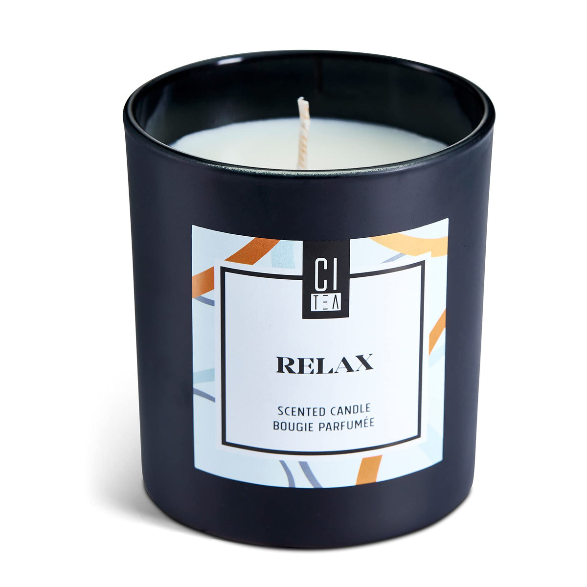 CITea - 100% Natural Soy Wax Scented Candle, Stress Relief Soy Candle with Natural Oils, Large Candle 8 Oz, Sandalwood and Musk