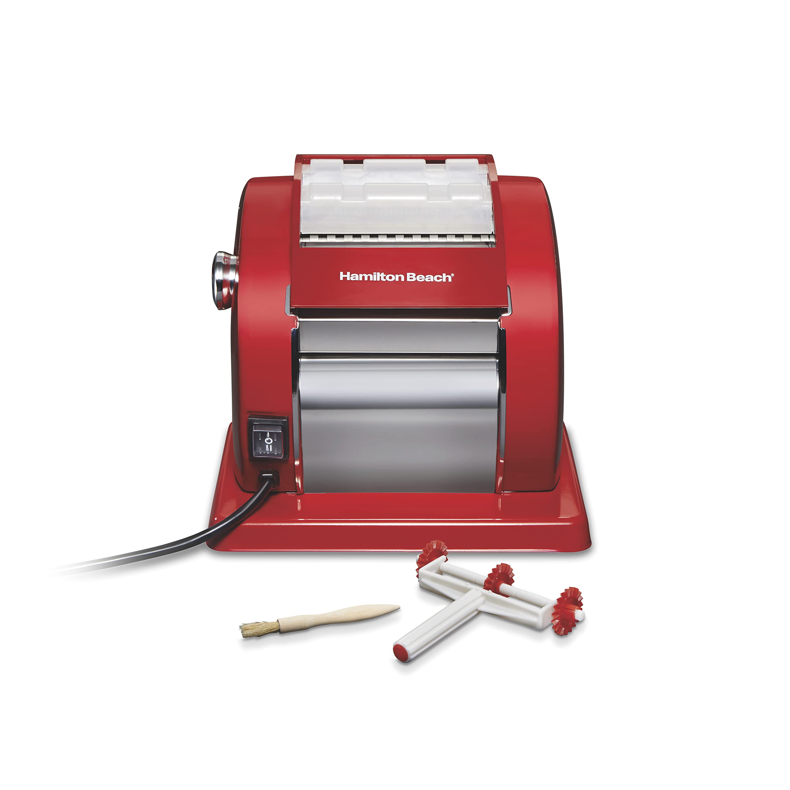 Hamilton Beach Electric Pasta Maker & Noodle Machine with 9 Adjustable Thickness Settings, Makes 6 Wide Sheets, Includes Spag