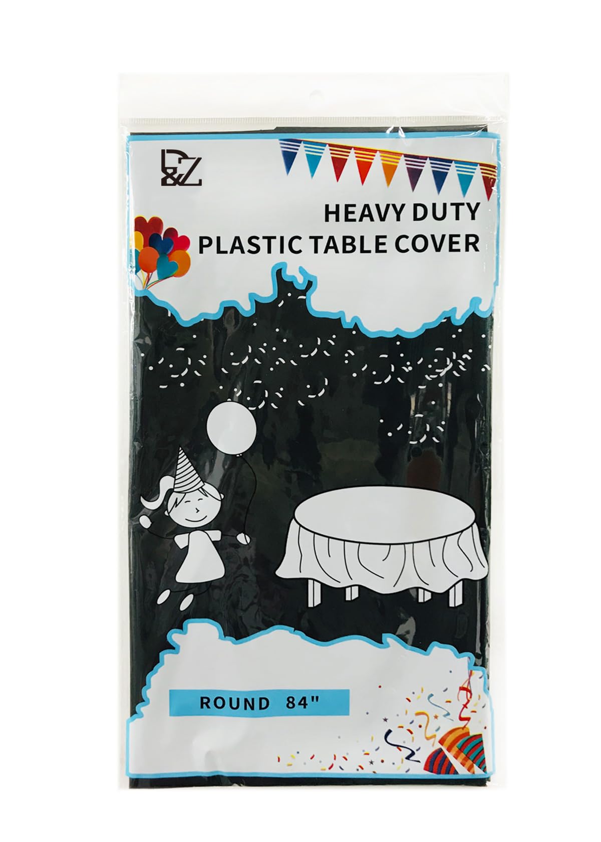 D&Z 12 Pack Black Plastic Tablecloth Table Cloth 84'' Round Disposable Table Cover For Party Birthday Wedding Halloween Thanksgi