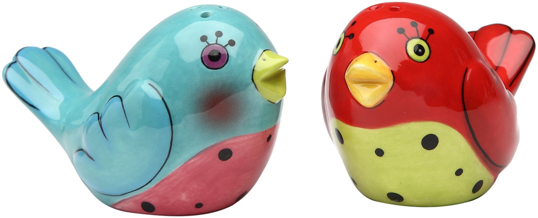 Appletree 1-3/4-Inch Ceramic Red and Blue Love Birds Salt and Pepper