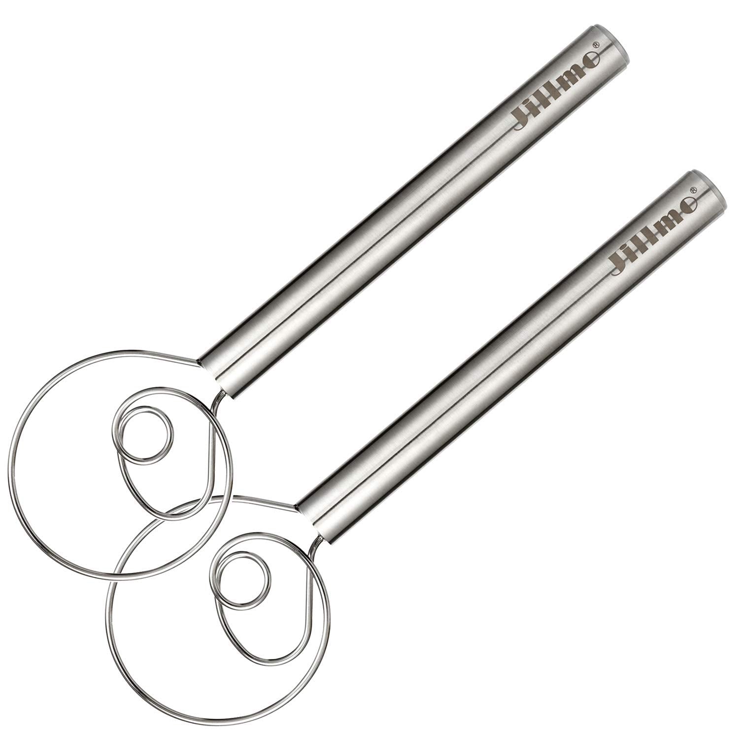 Jillmo Danish Dough Whisk, 12 Inch Stainless Steel Bread Whisk, 2 Pack