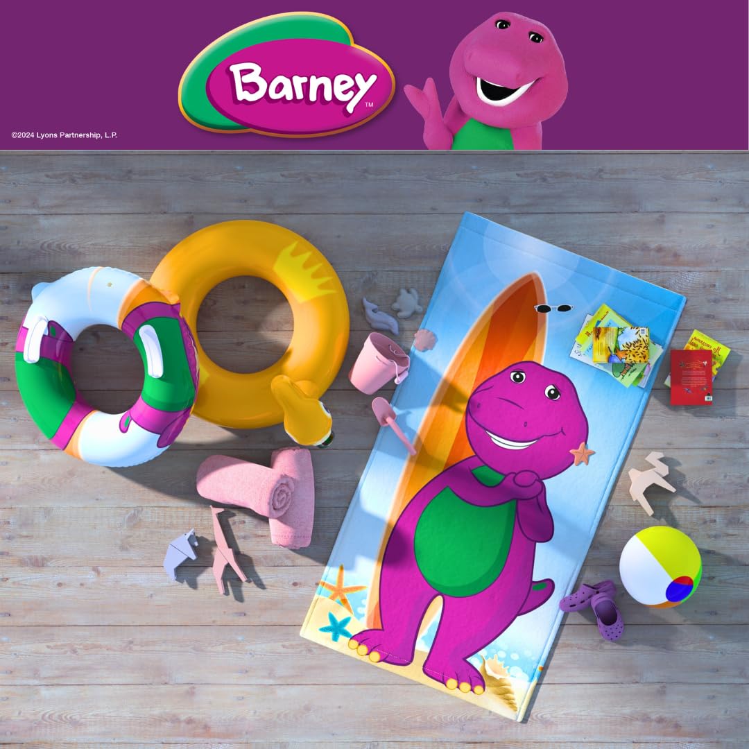 Franco Barney Classic Kids Super Soft Cotton Bath/Pool/Beach Towel, 58 In X 28 In, (Offical Licensed Product)